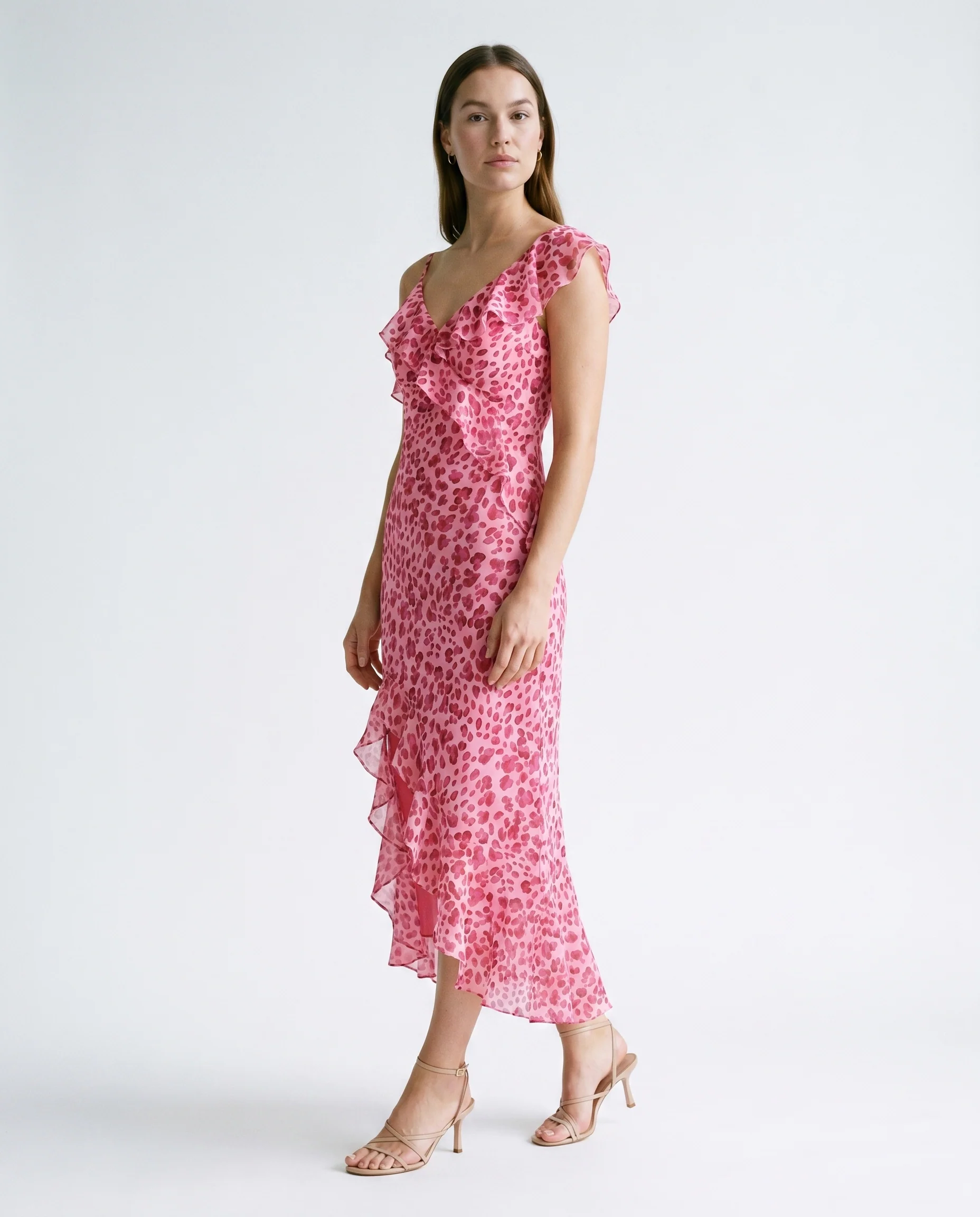 Animal Asymmetrical Ruffled Maxi Dress LOVE POTION