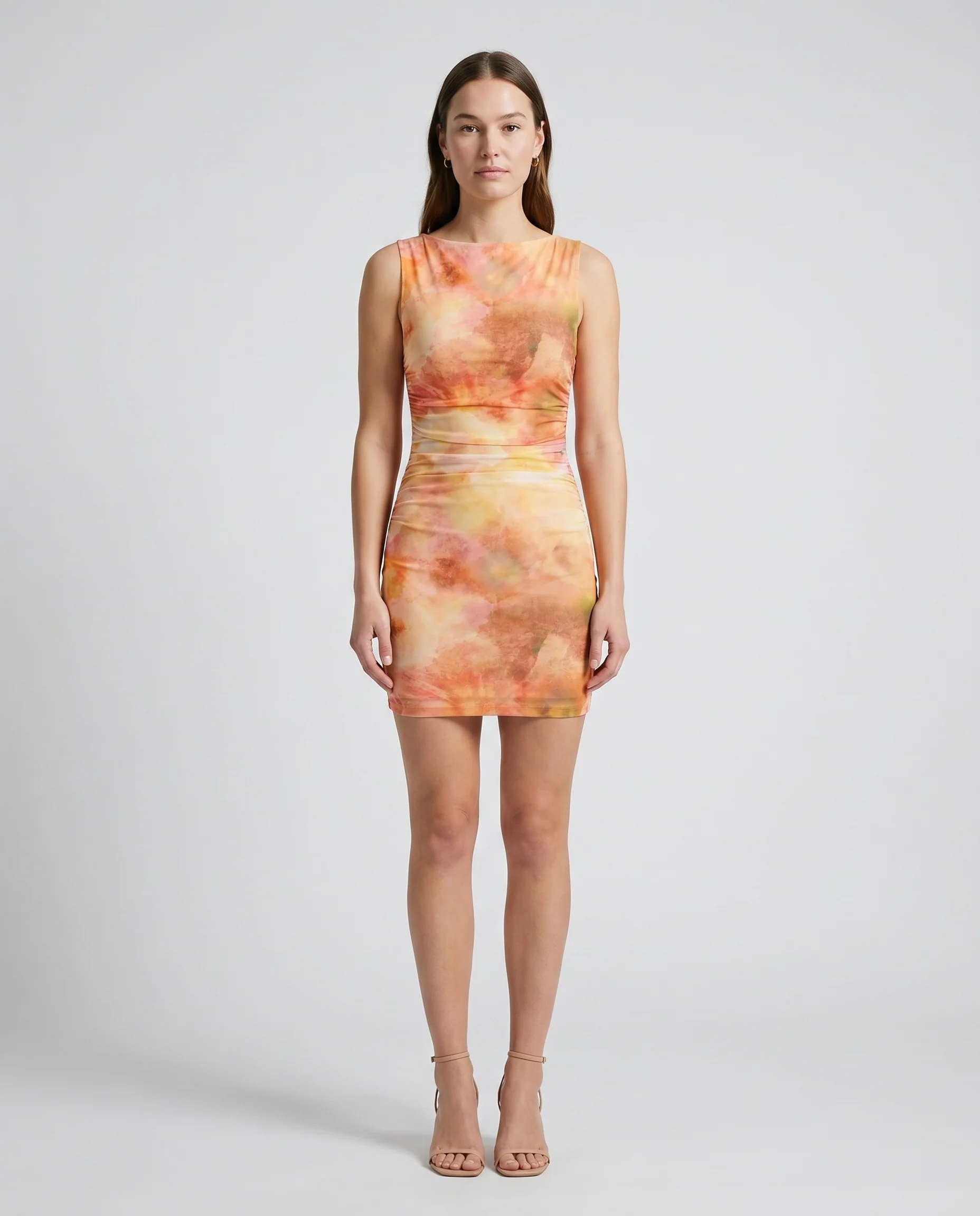 Aria Mesh Mini Dress Watercolour Floral - Image 3