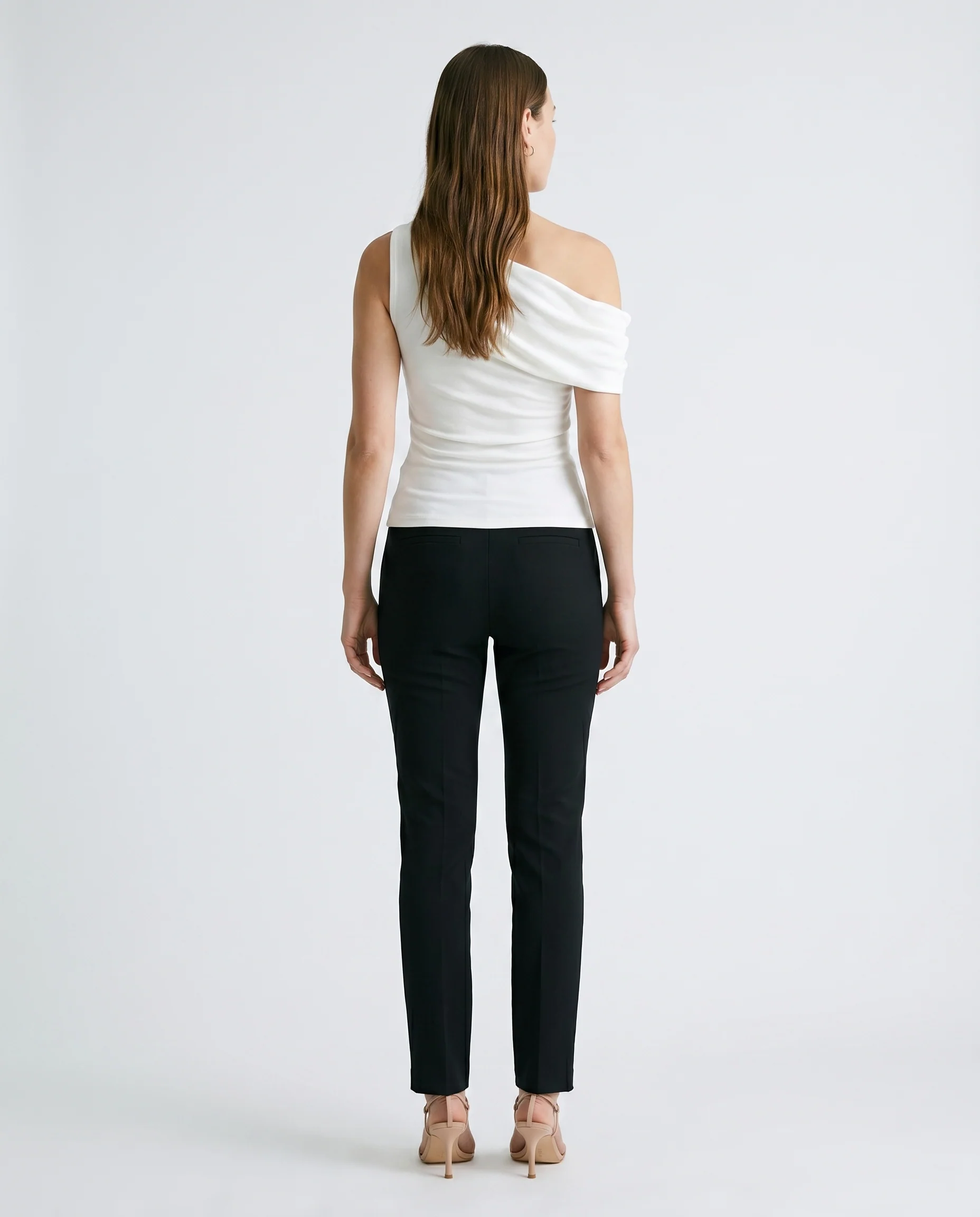 Asymmetrical One-Shoulder Top White - Image 2