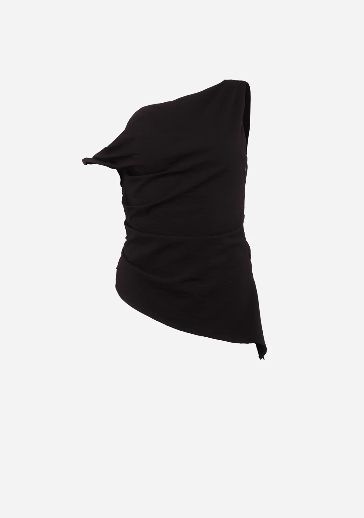 Asymmetrical Shoulder Tunic Top Black