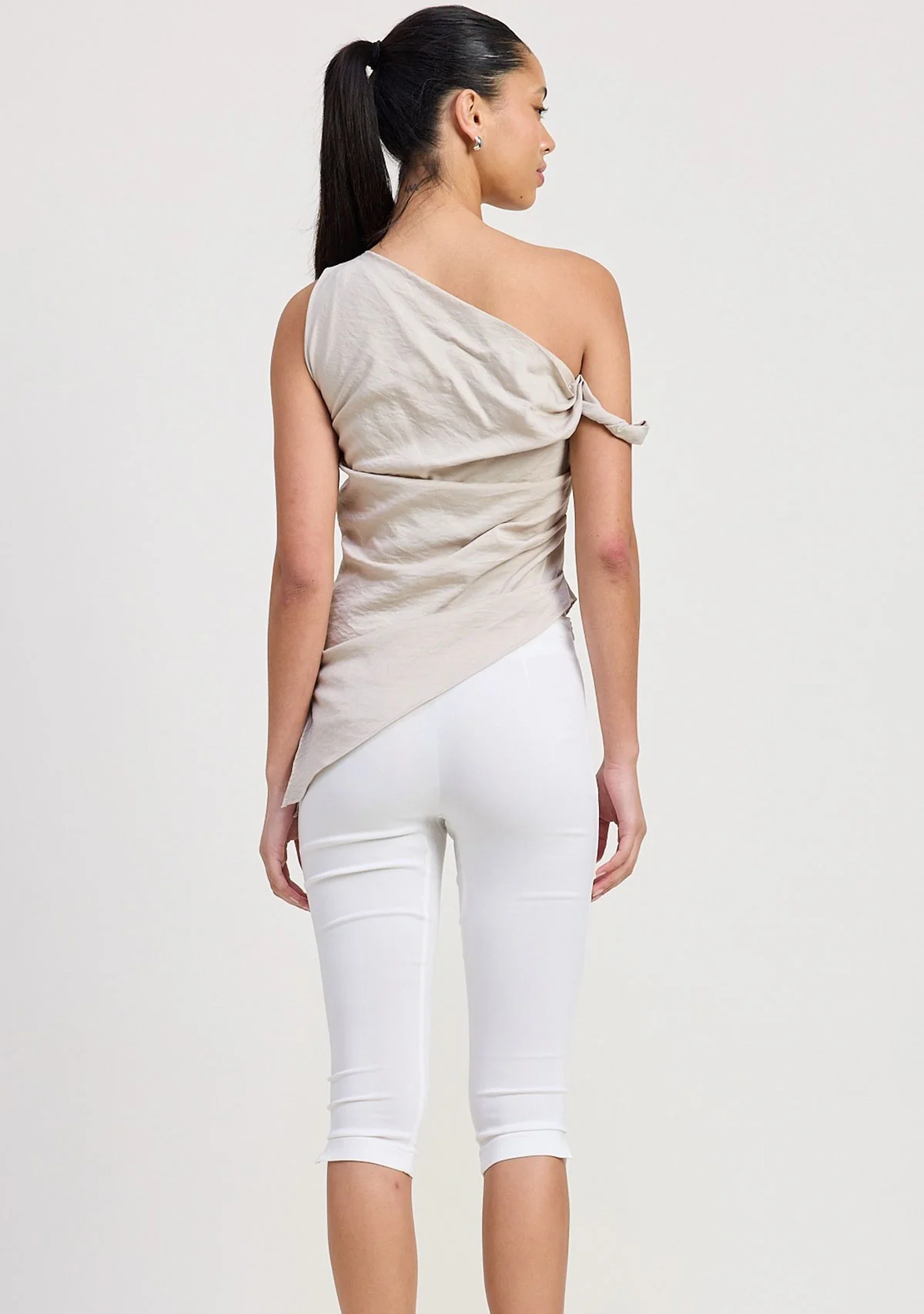Asymmetrical Shoulder Tunic Top Vanilla - Image 3