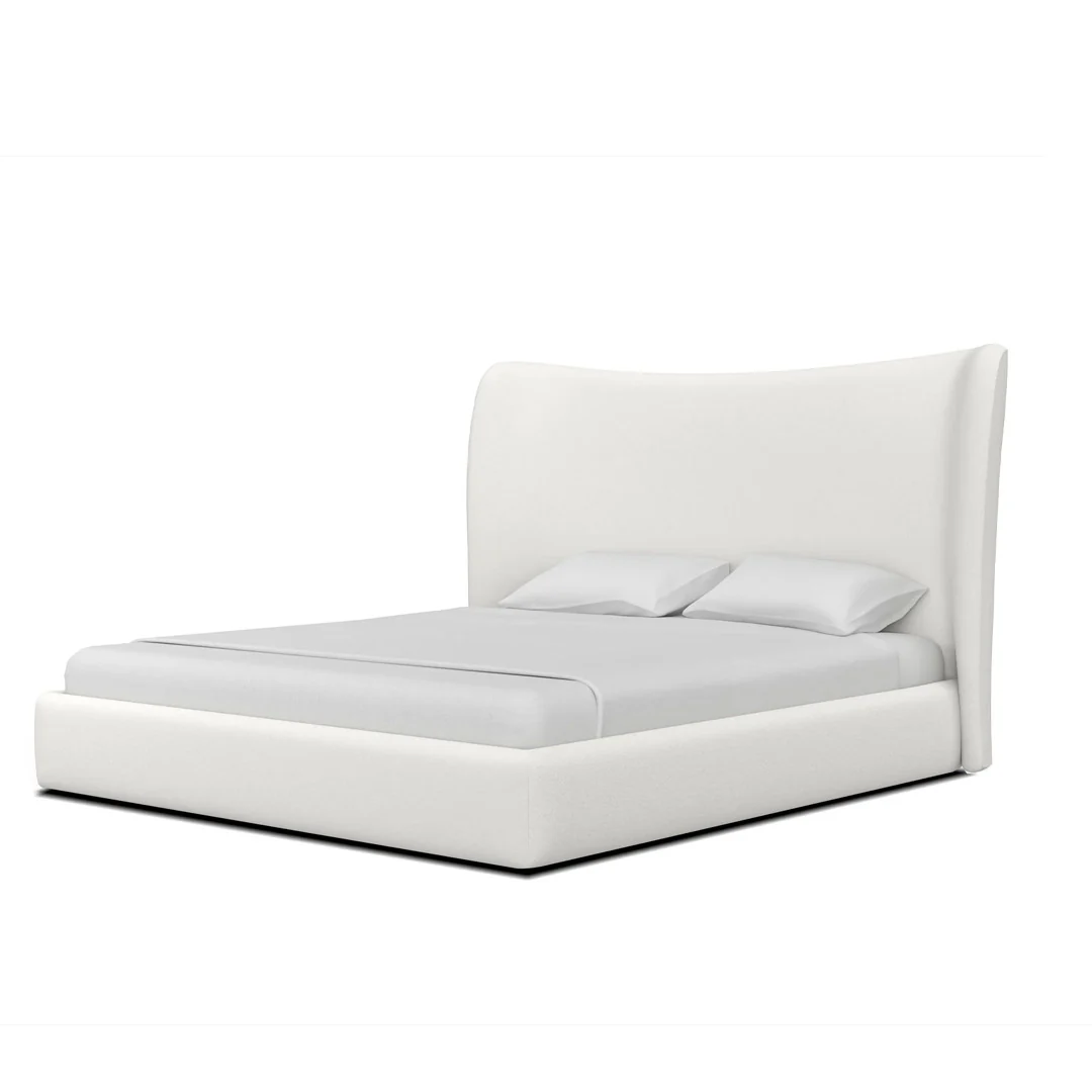 ROWE Storage Bed King White Linen Fabric