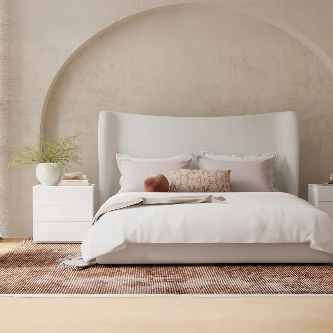 ROWE Storage Bed King White Linen Fabric - Image 2