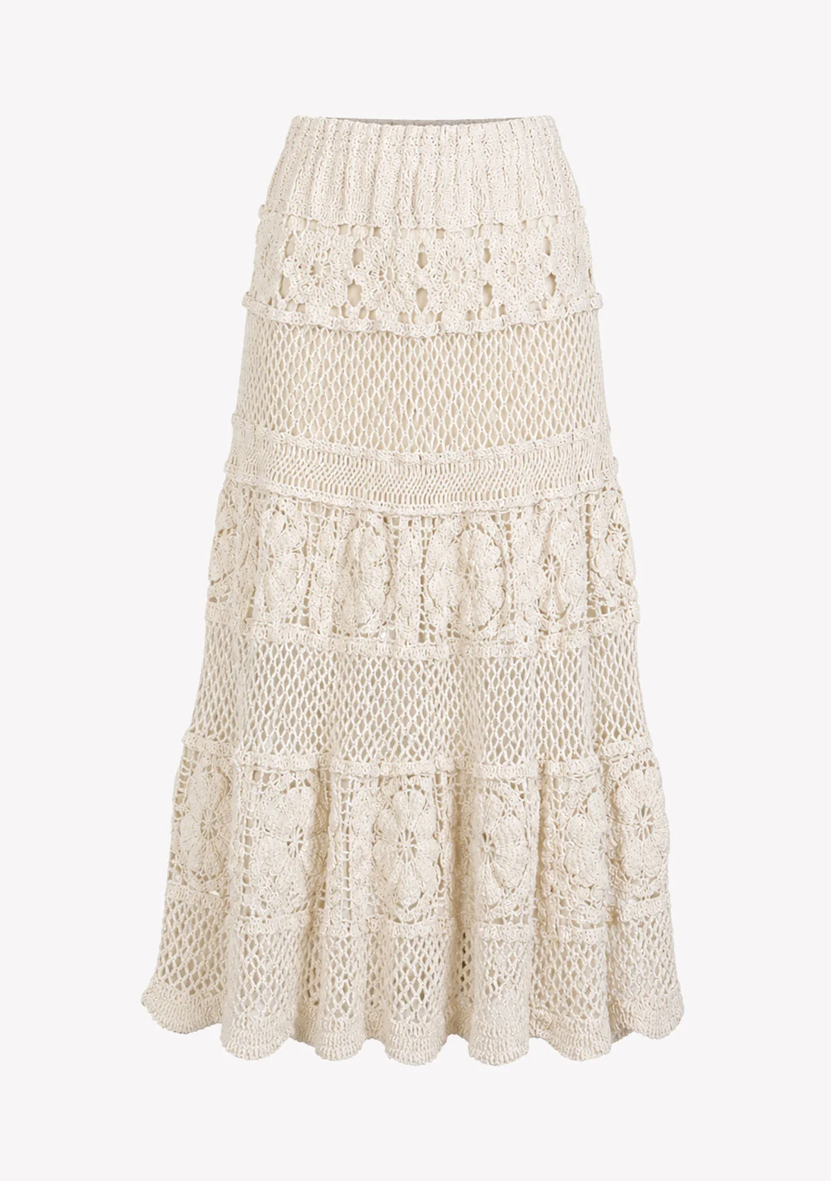 Bohemian Lace Maxi Skirt Beige