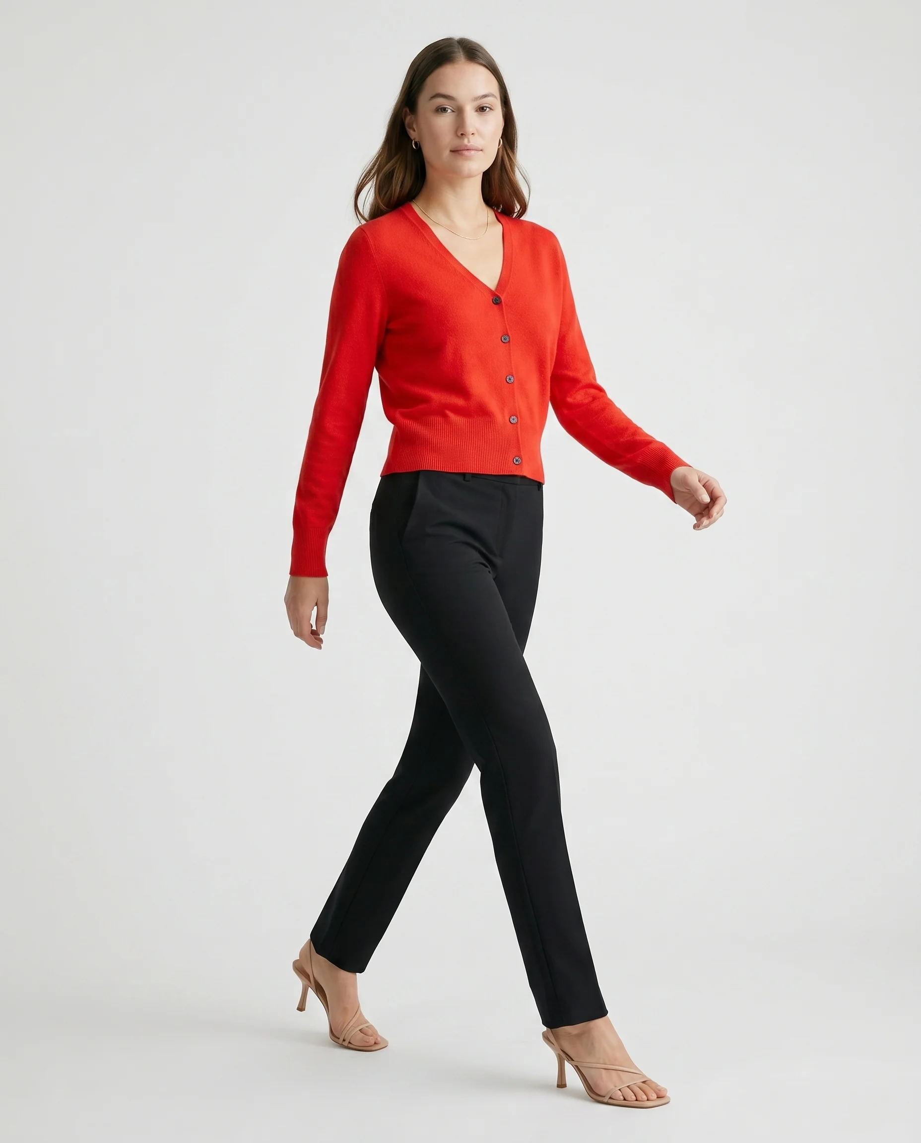 Bold Red Knit Cardigan Red - Image 3