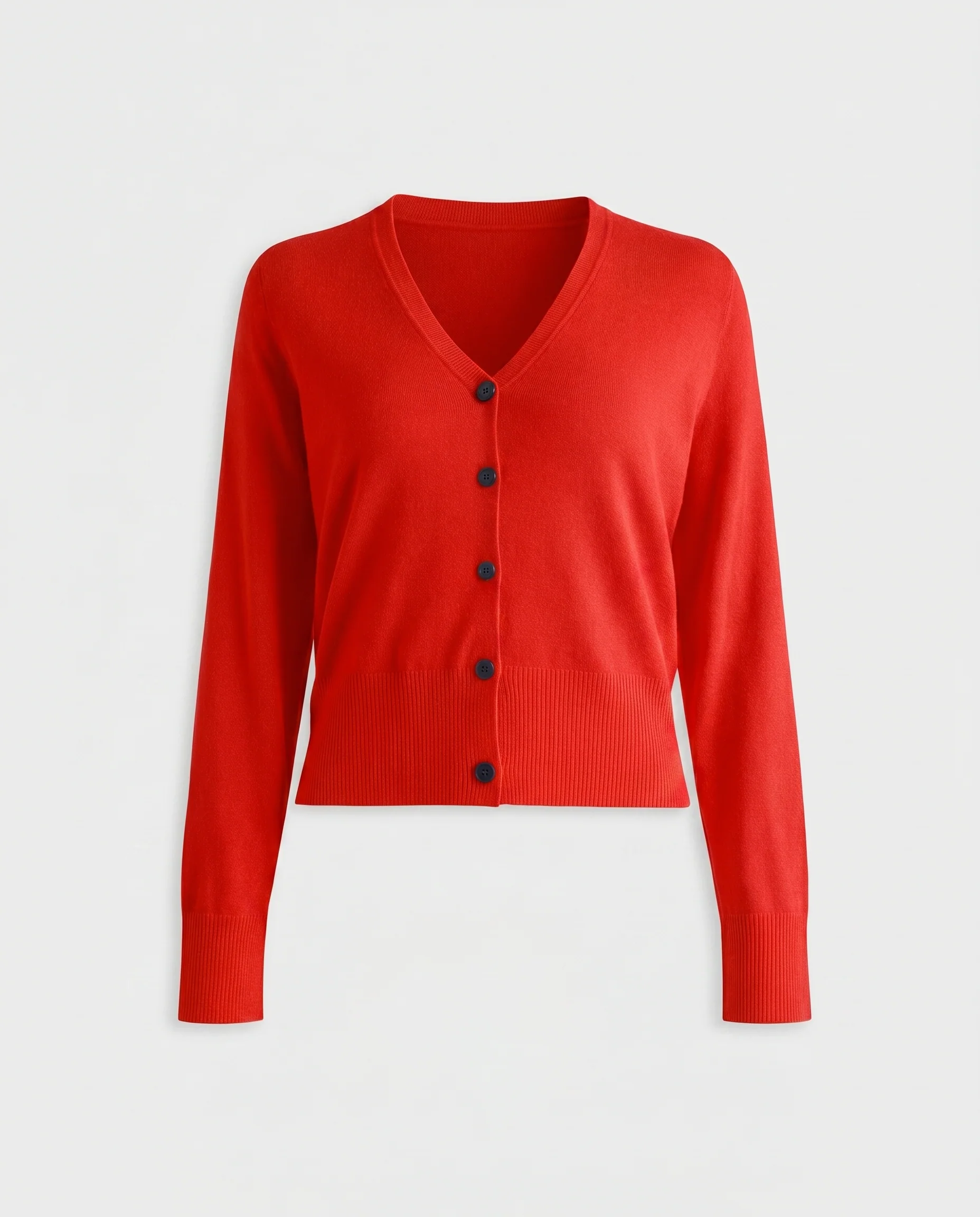 Bold Red Knit Cardigan Red - Image 5