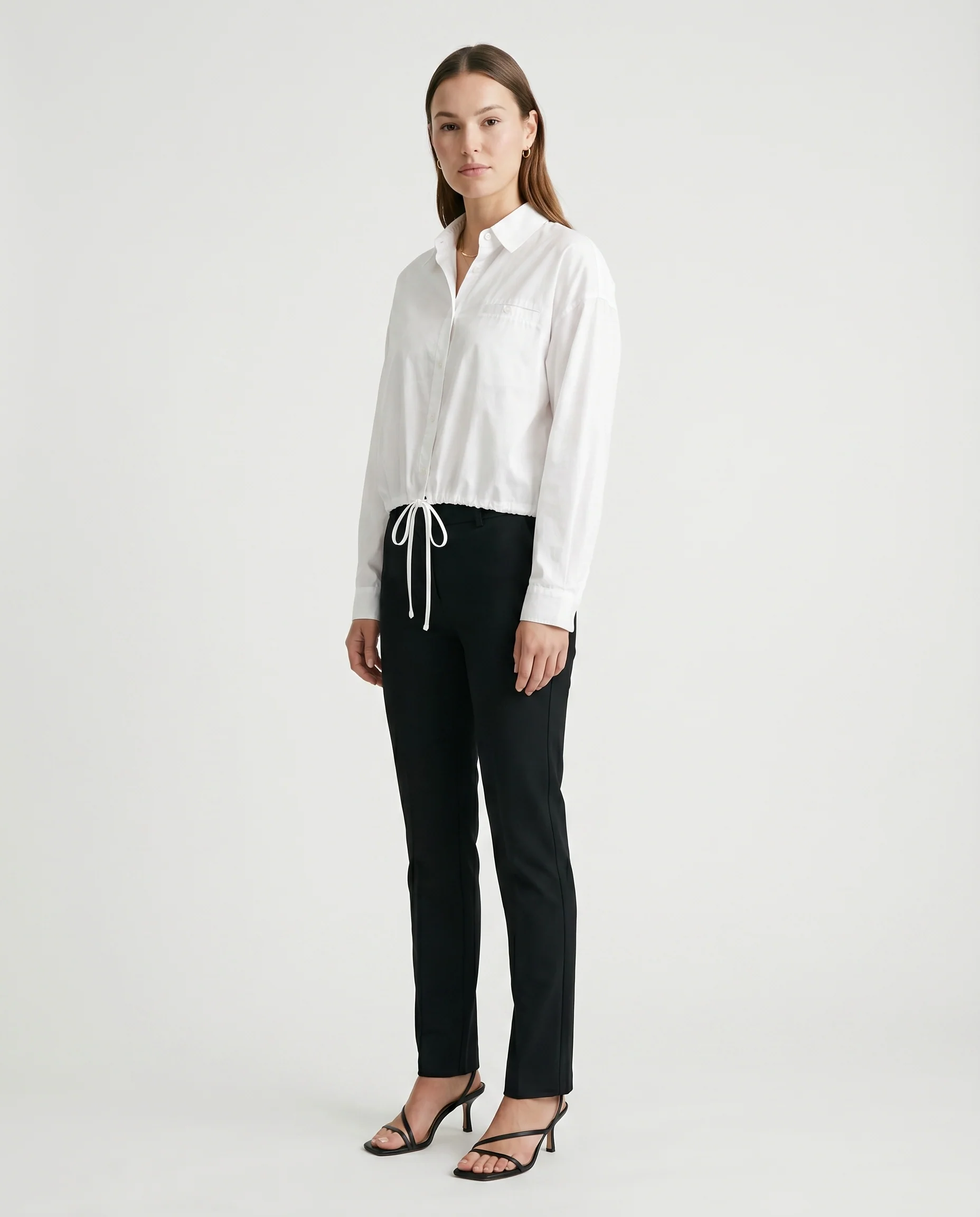 Button-Up Shirt with Ties White
