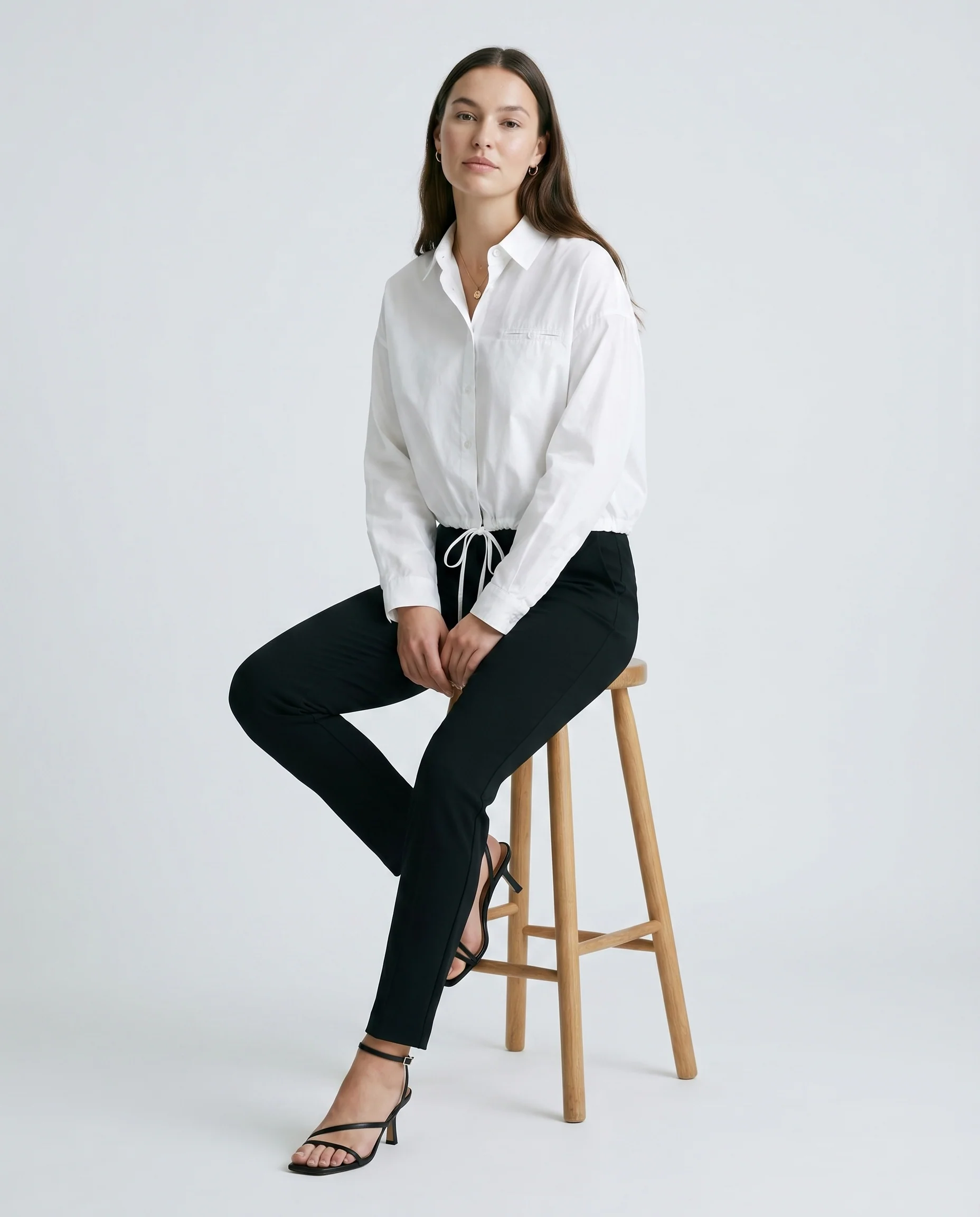 Button-Up Shirt with Ties White - Image 2