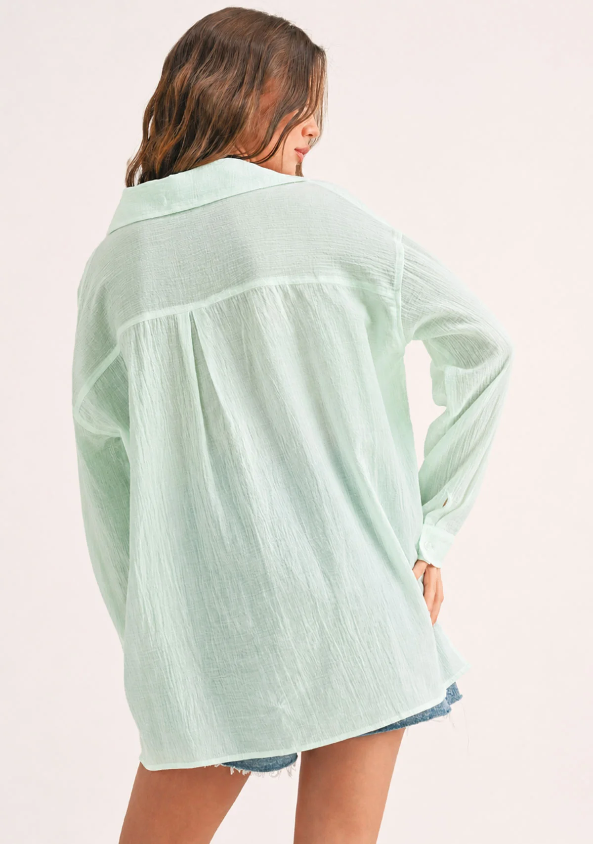 Buttondown Basic Cotton Shirts Mint - Image 3