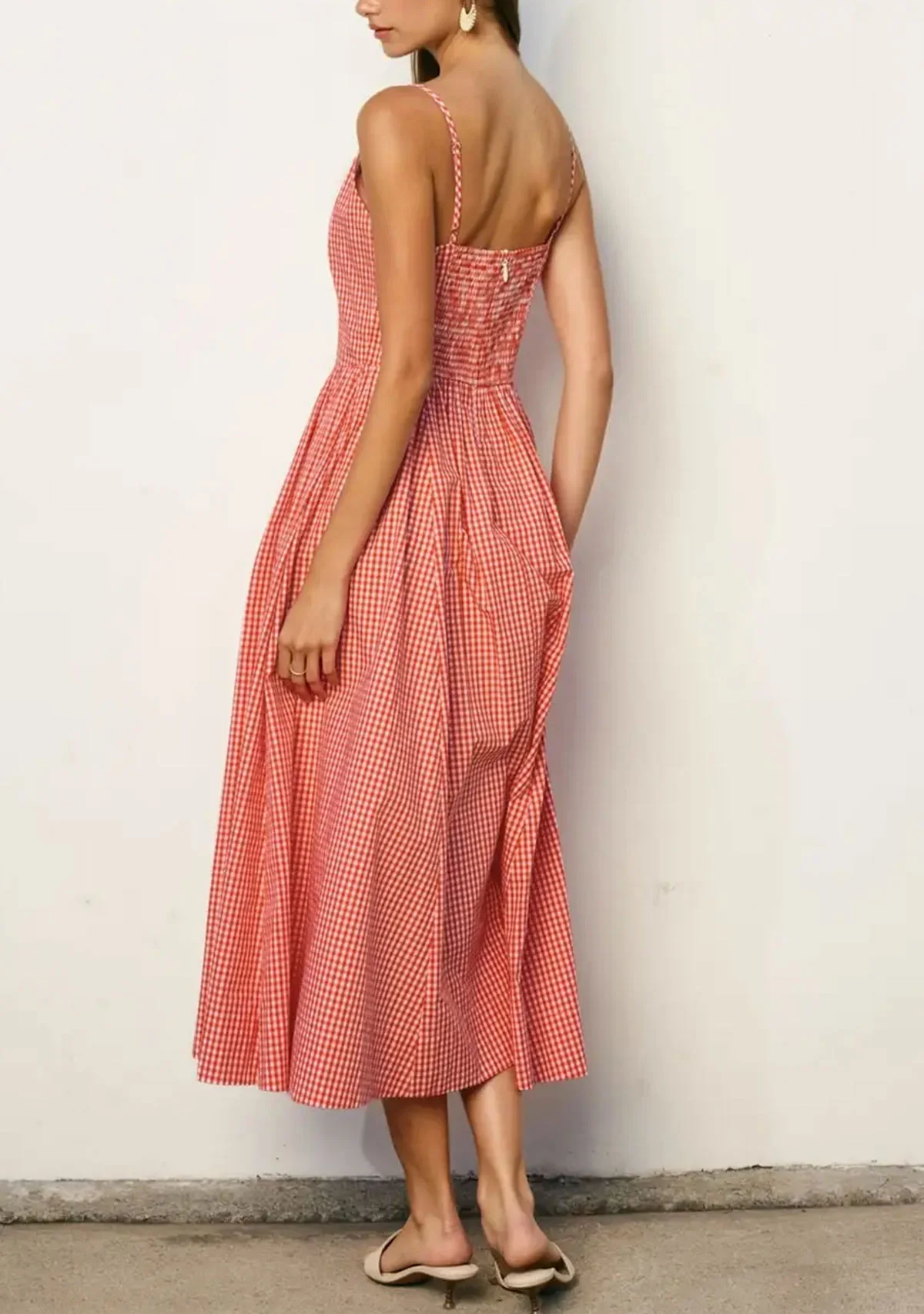 Capri Lines Gathered Hip Midi Dress Red/White - Image 5