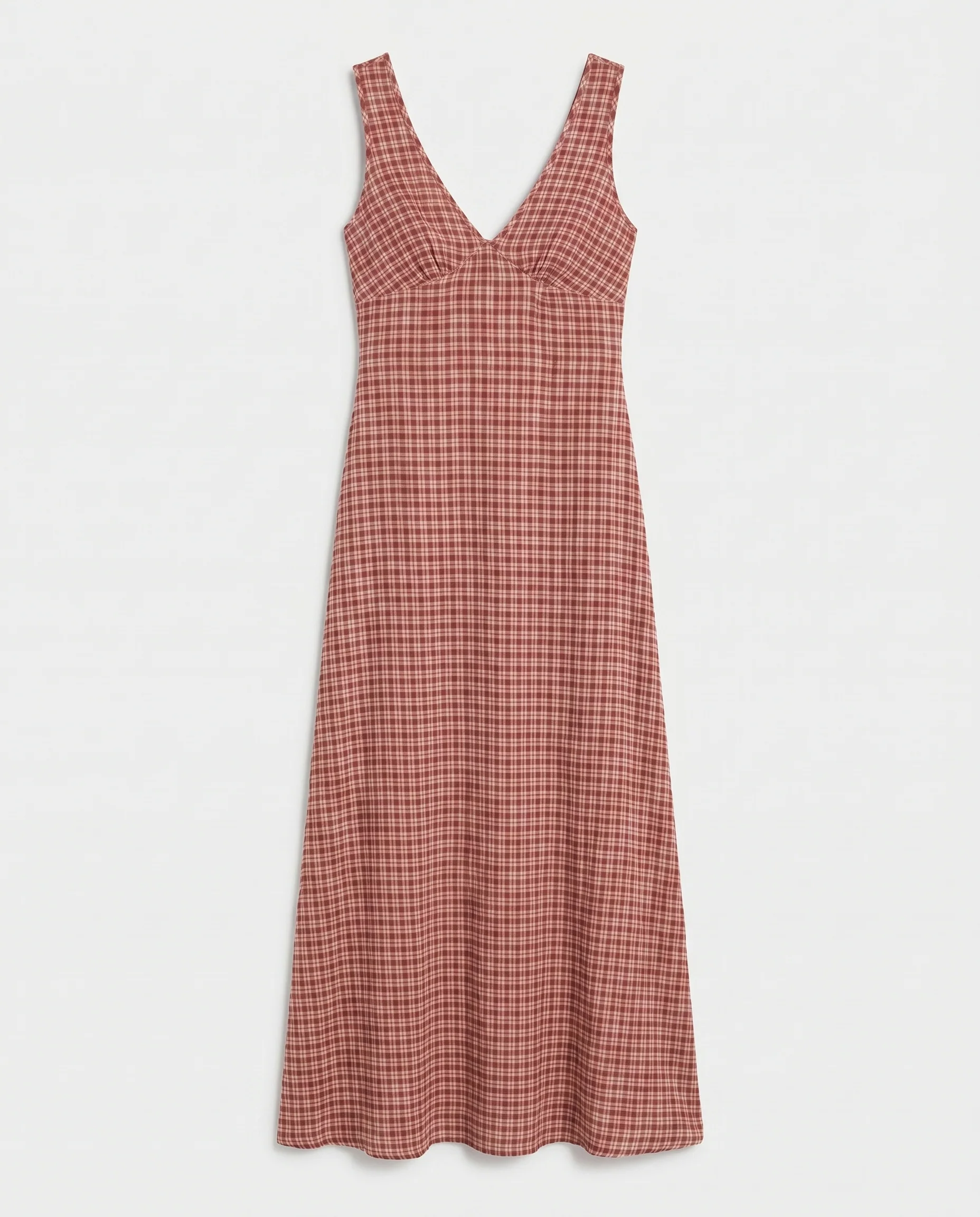 Capricorn Tully - Hemp Seersucker Maxi Dress Burgundy / Beige Check - Image 8