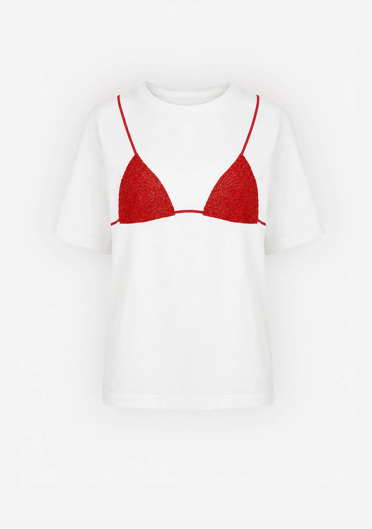 Caviar Print Bikini Graphic Tee White/Red