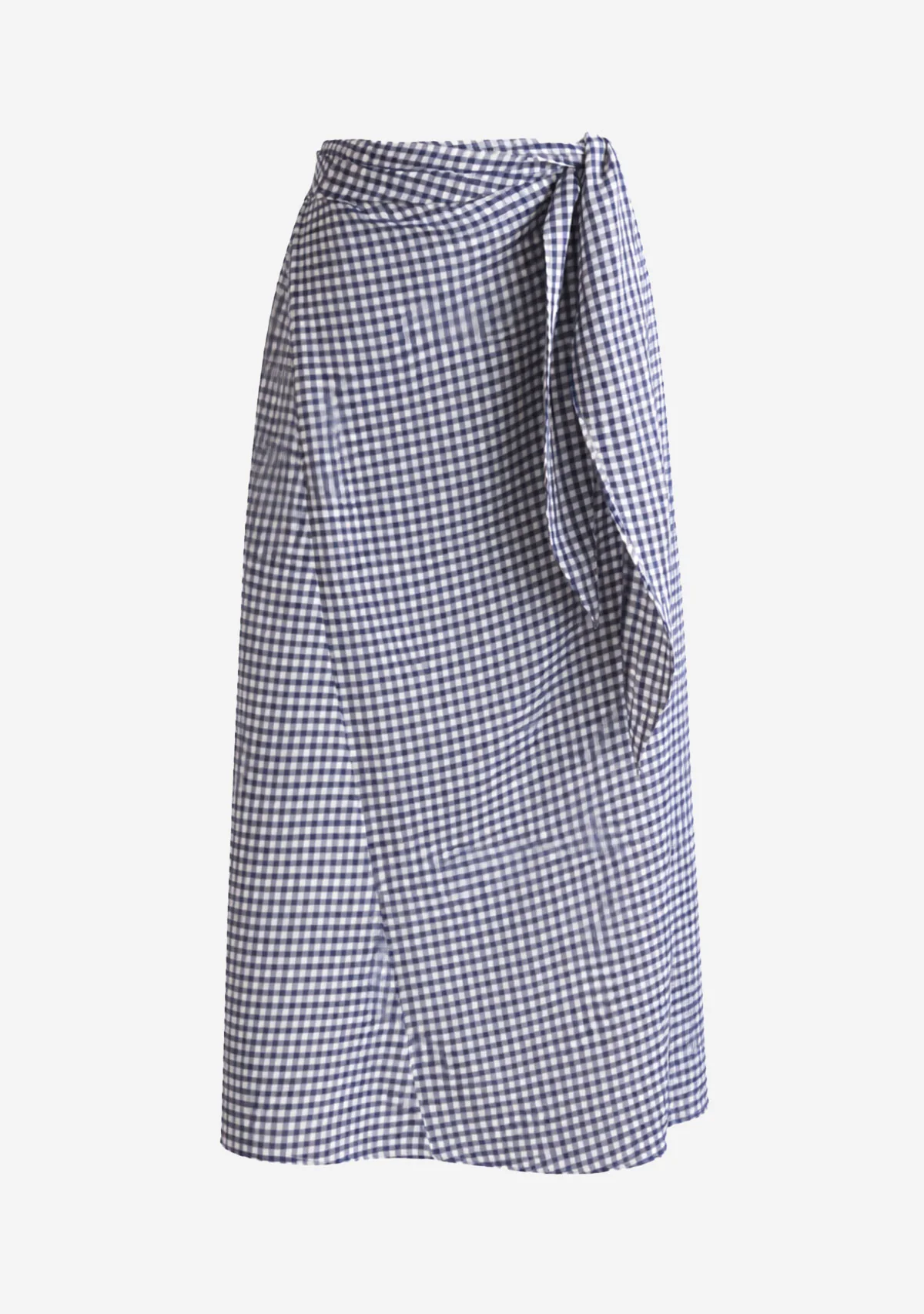 Checkered Long Skirt Navy Check - Image 5
