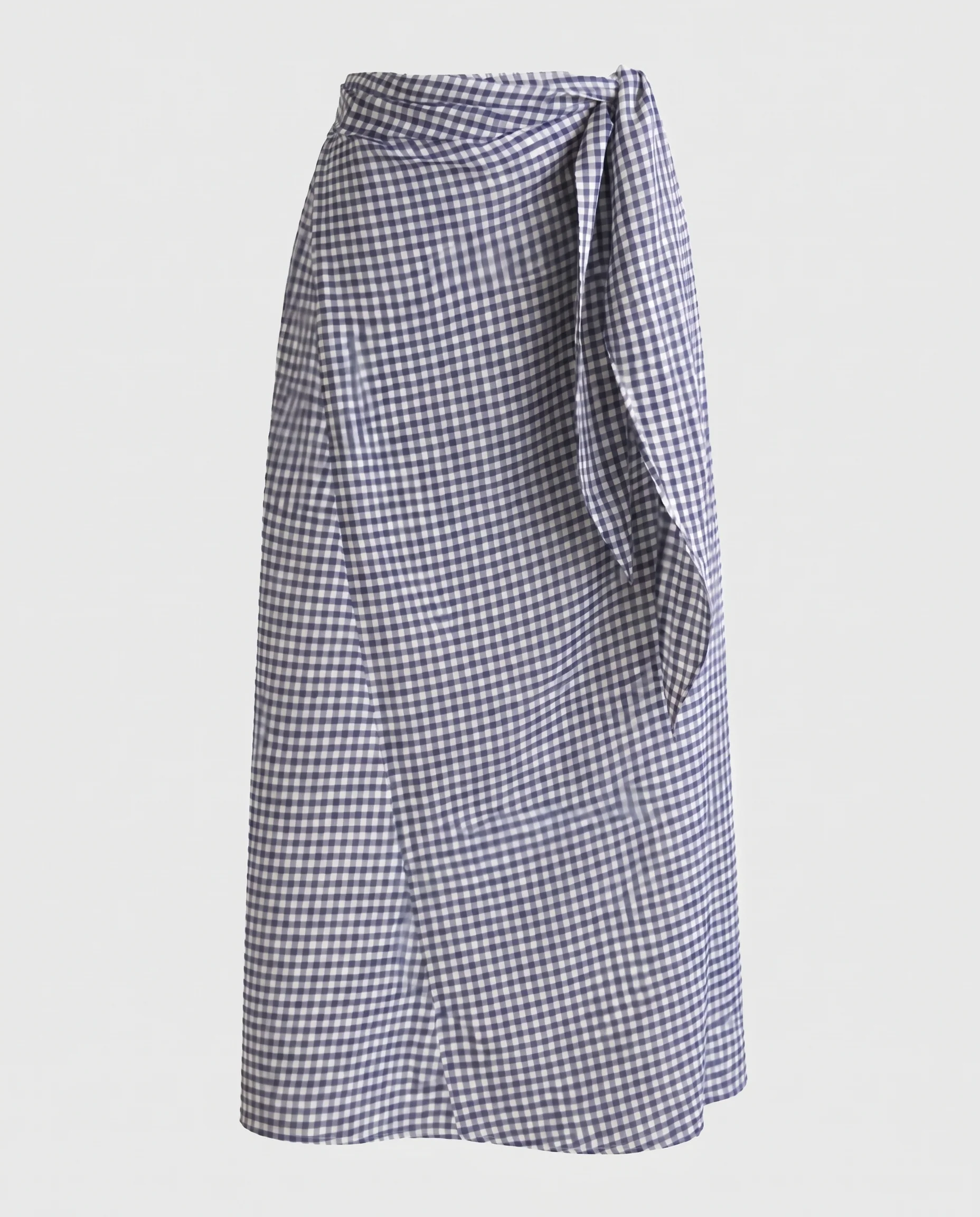 Checkered Long Skirt Navy Check - Image 7