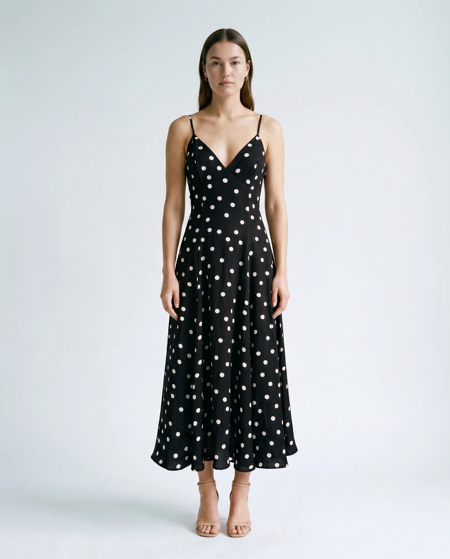 Classic Polka Dot Summer Dress Black Polka Dots