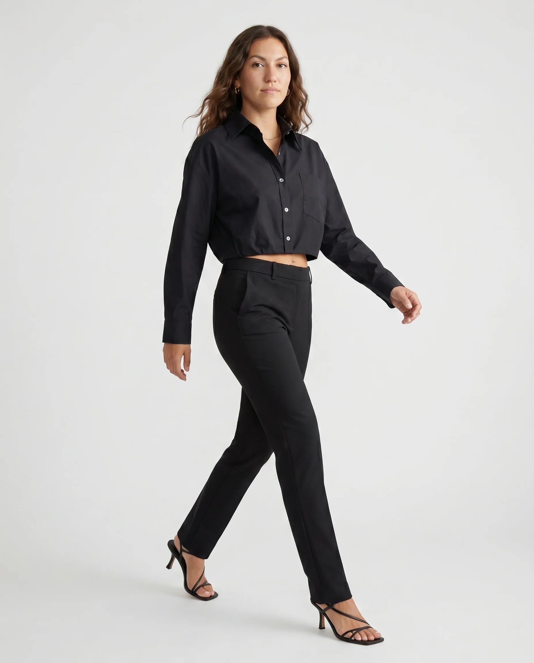 Cropped Button-Up Jacket Black - Image 2