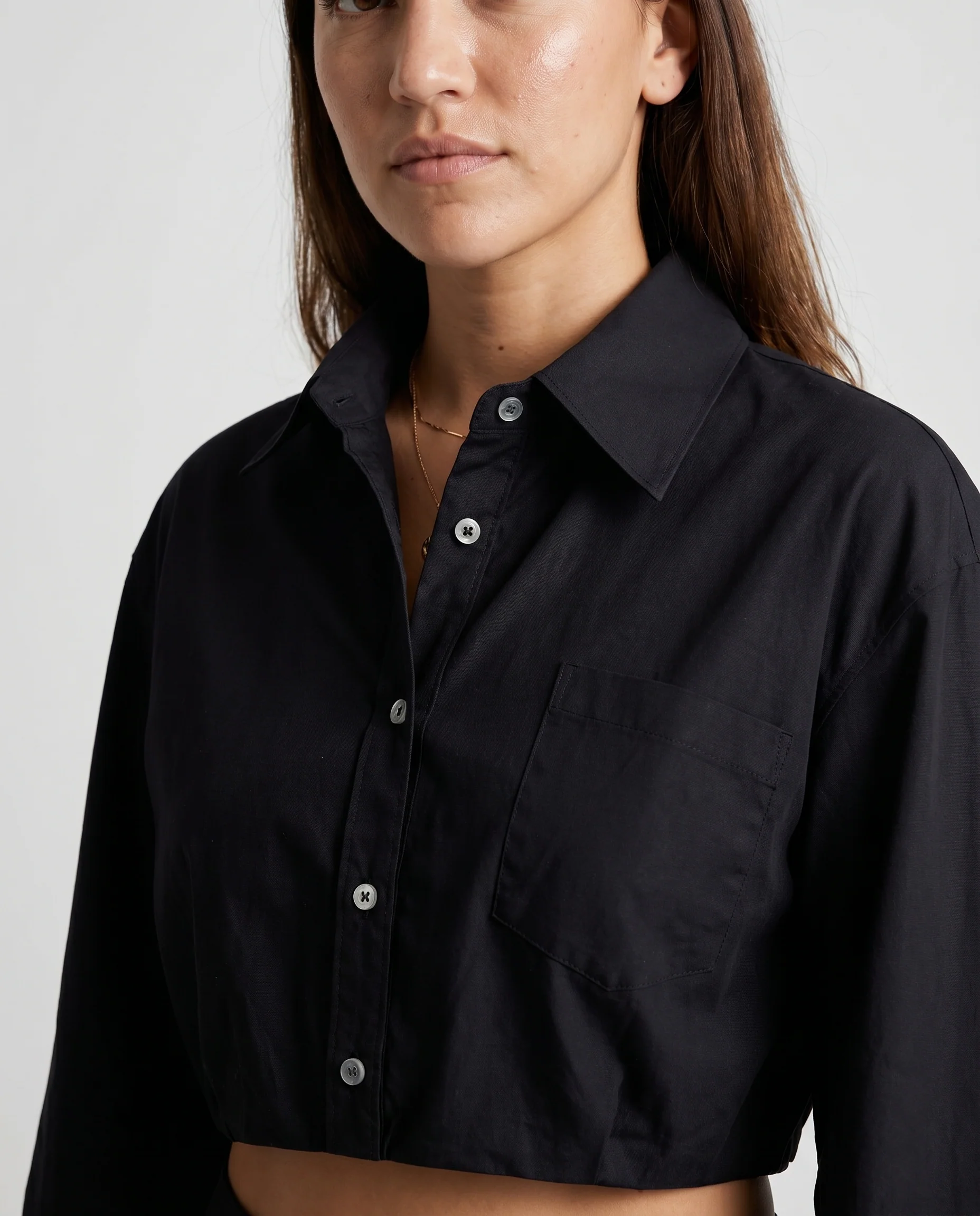 Cropped Button-Up Jacket Black - Image 4