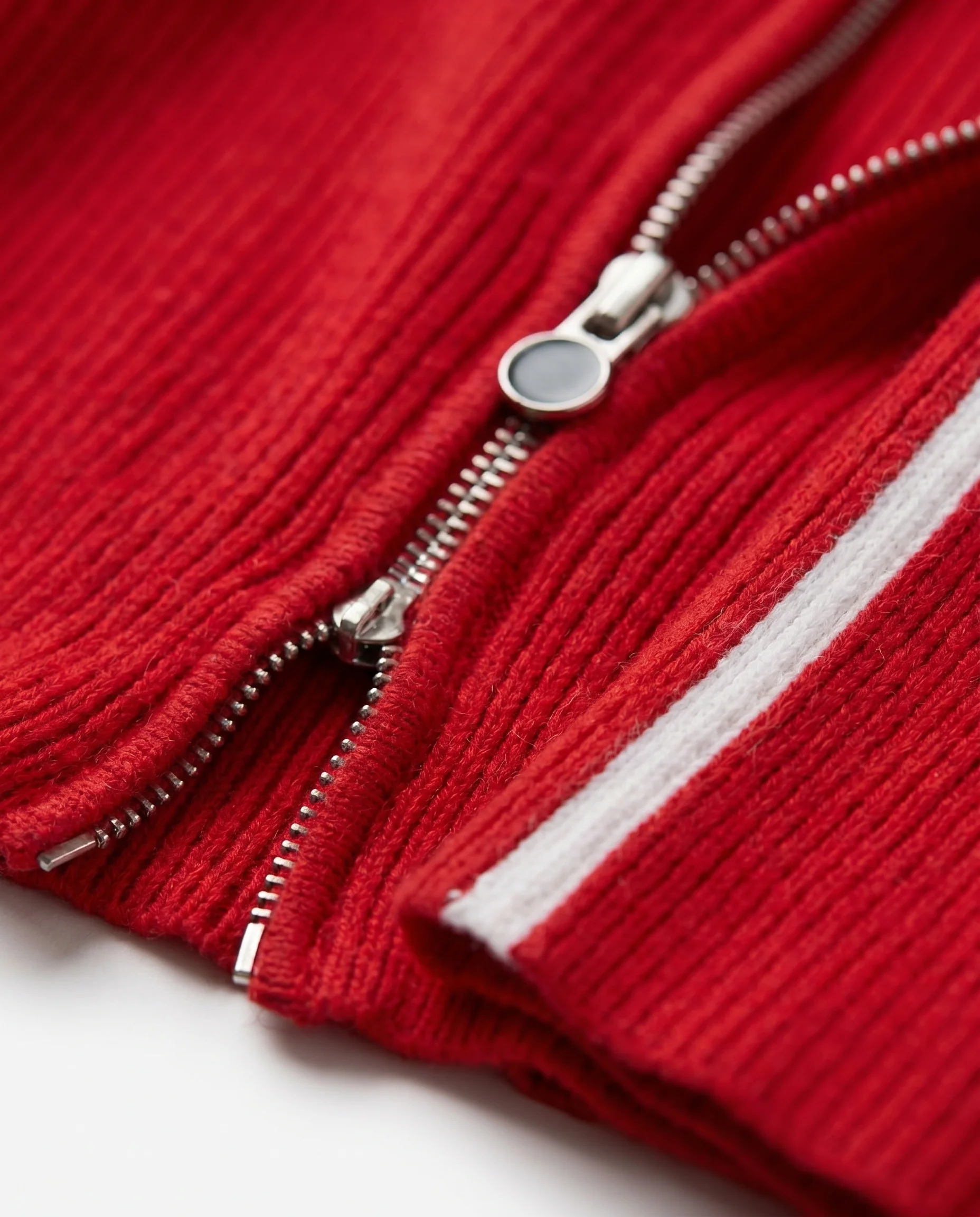 Cropped Zip Front Cardigan Red - Image 7