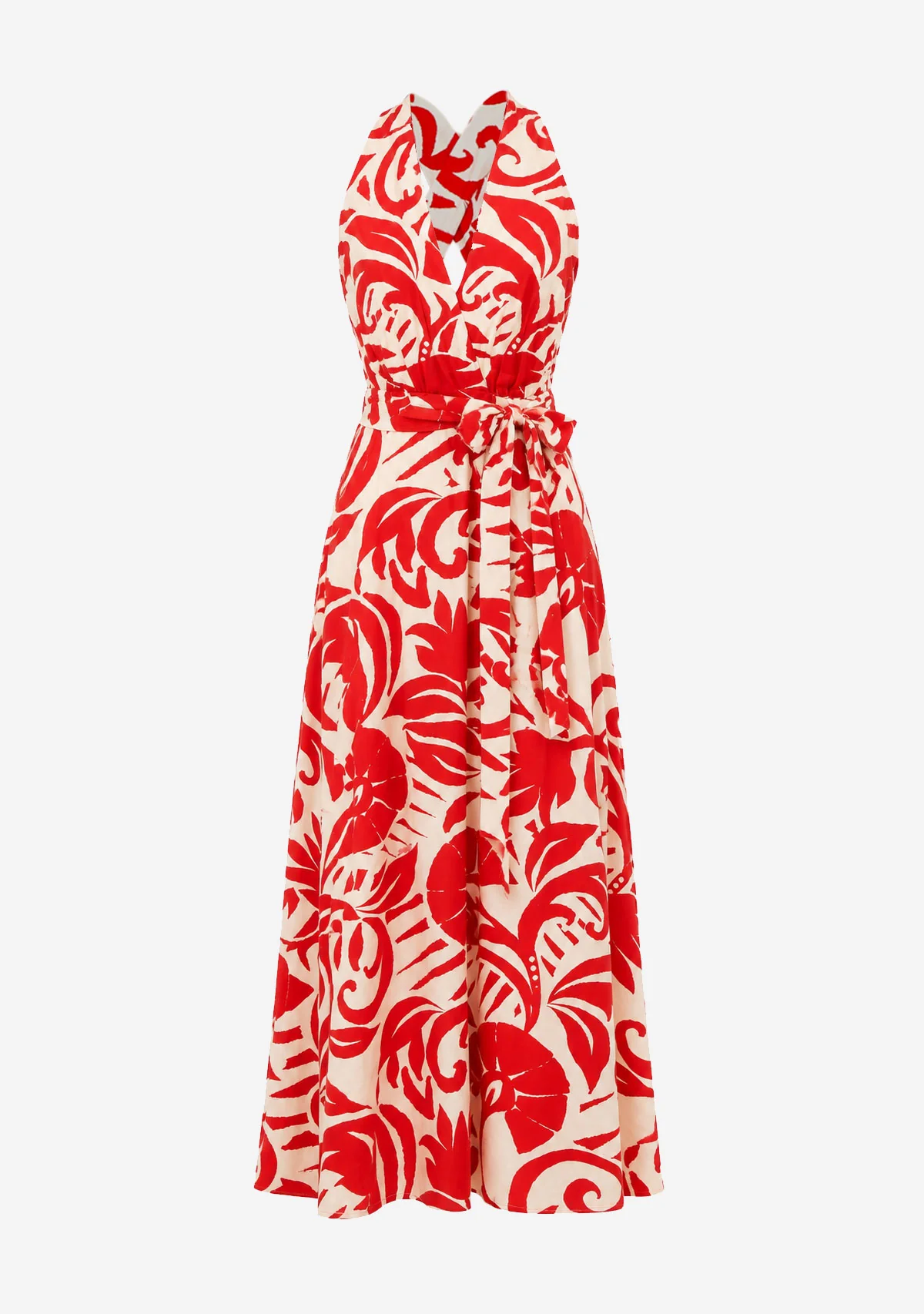 Cross Back Band Midi Dts Ivory/Red