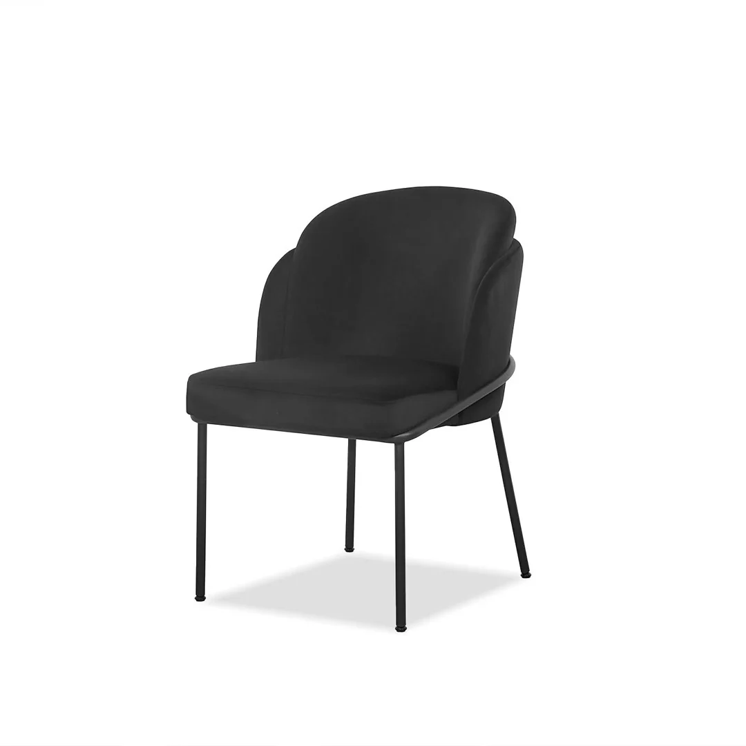 WALLEN Dining Chair Fennelseed Fabric Black Powder Coated Steel Base , 2/Box