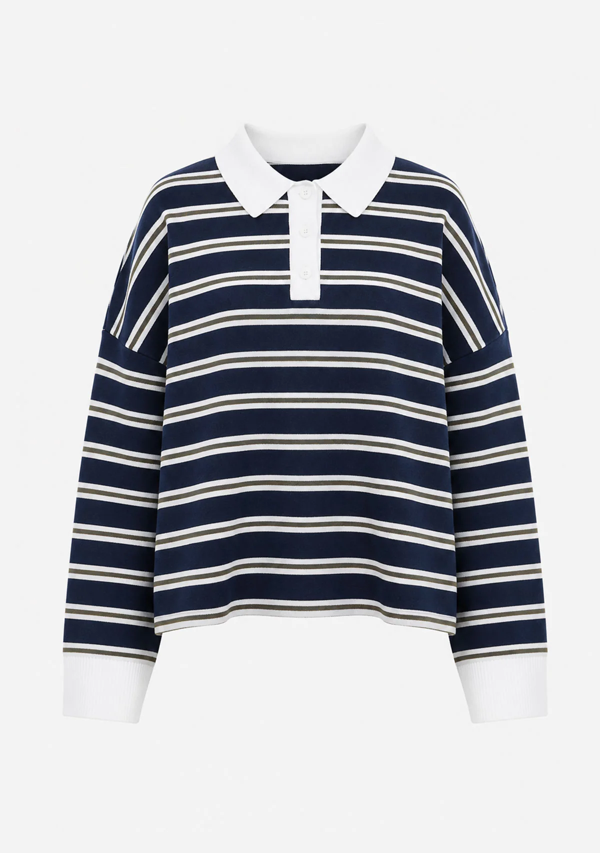 Delta Recycled Knit Shirt Navy Stripe