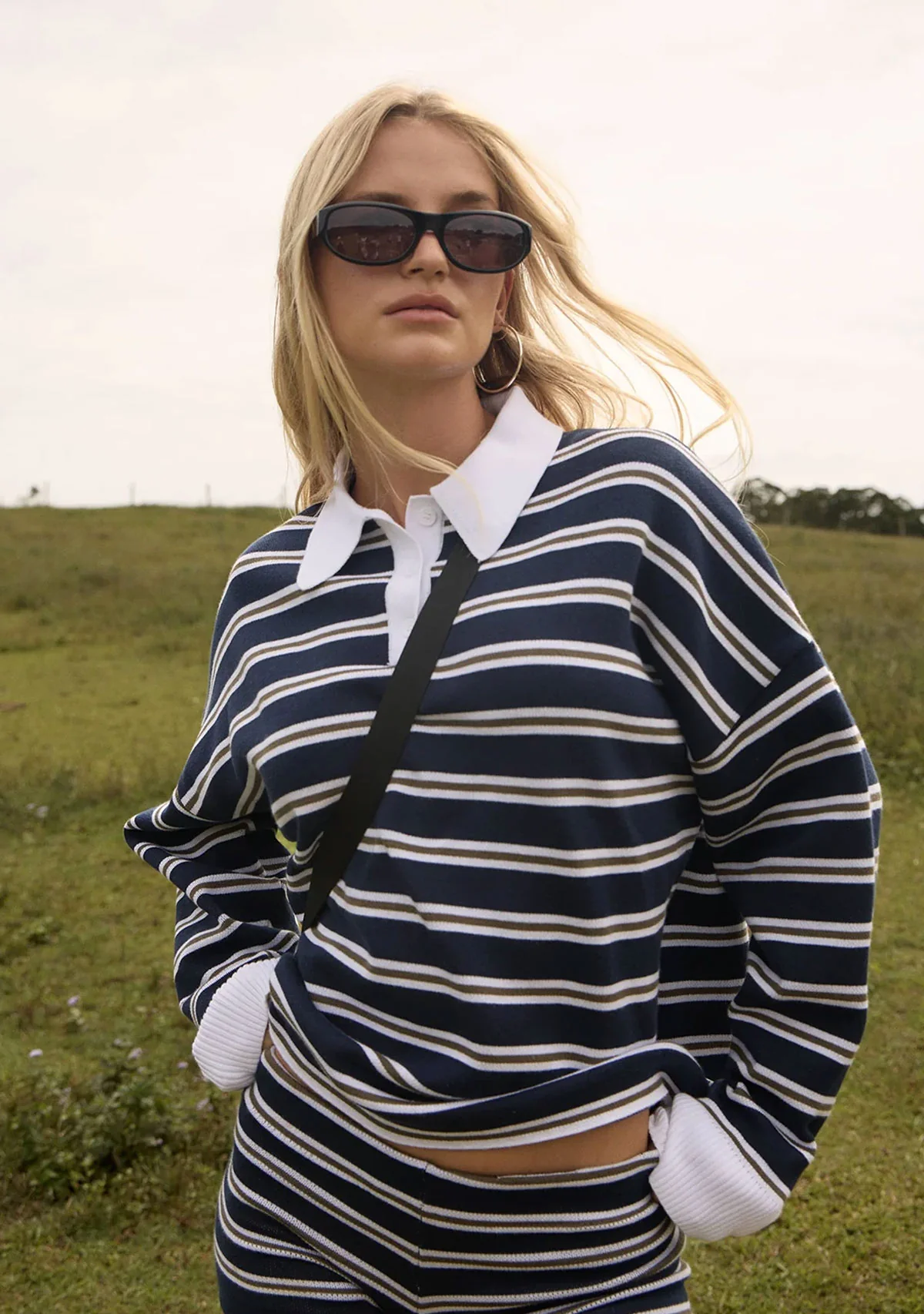 Delta Recycled Knit Shirt Navy Stripe - Image 5