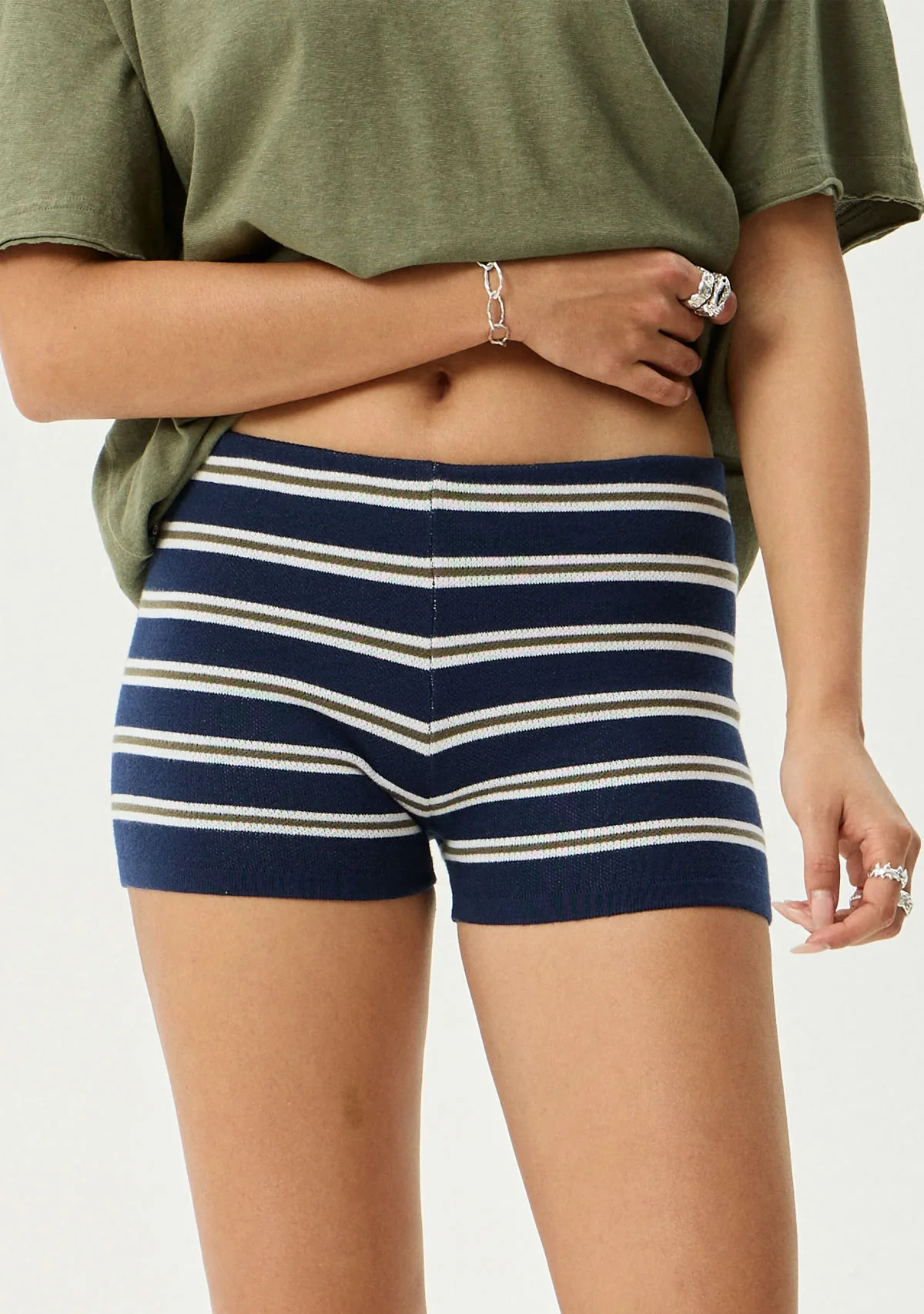 Delta Recycled Knit Short Navy Stripe - Image 2
