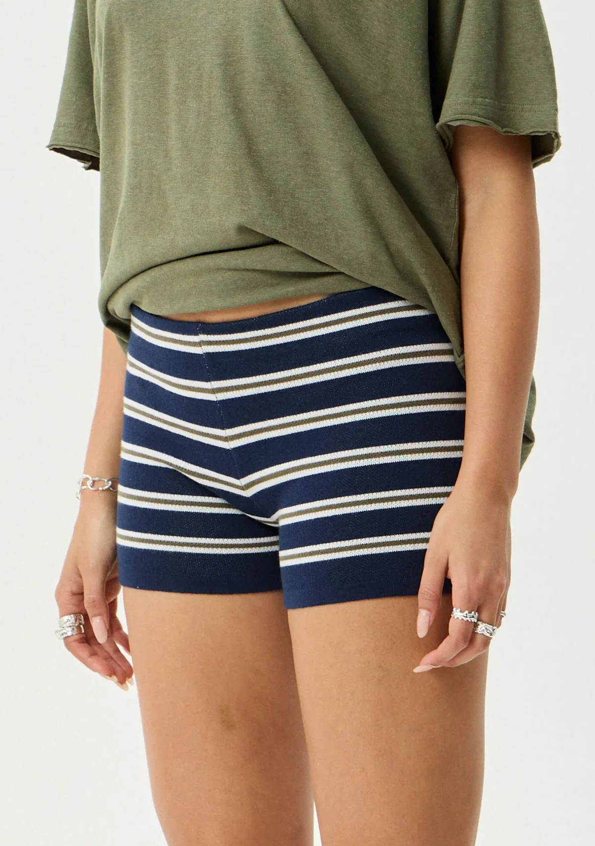 Delta Recycled Knit Short Navy Stripe - Image 3