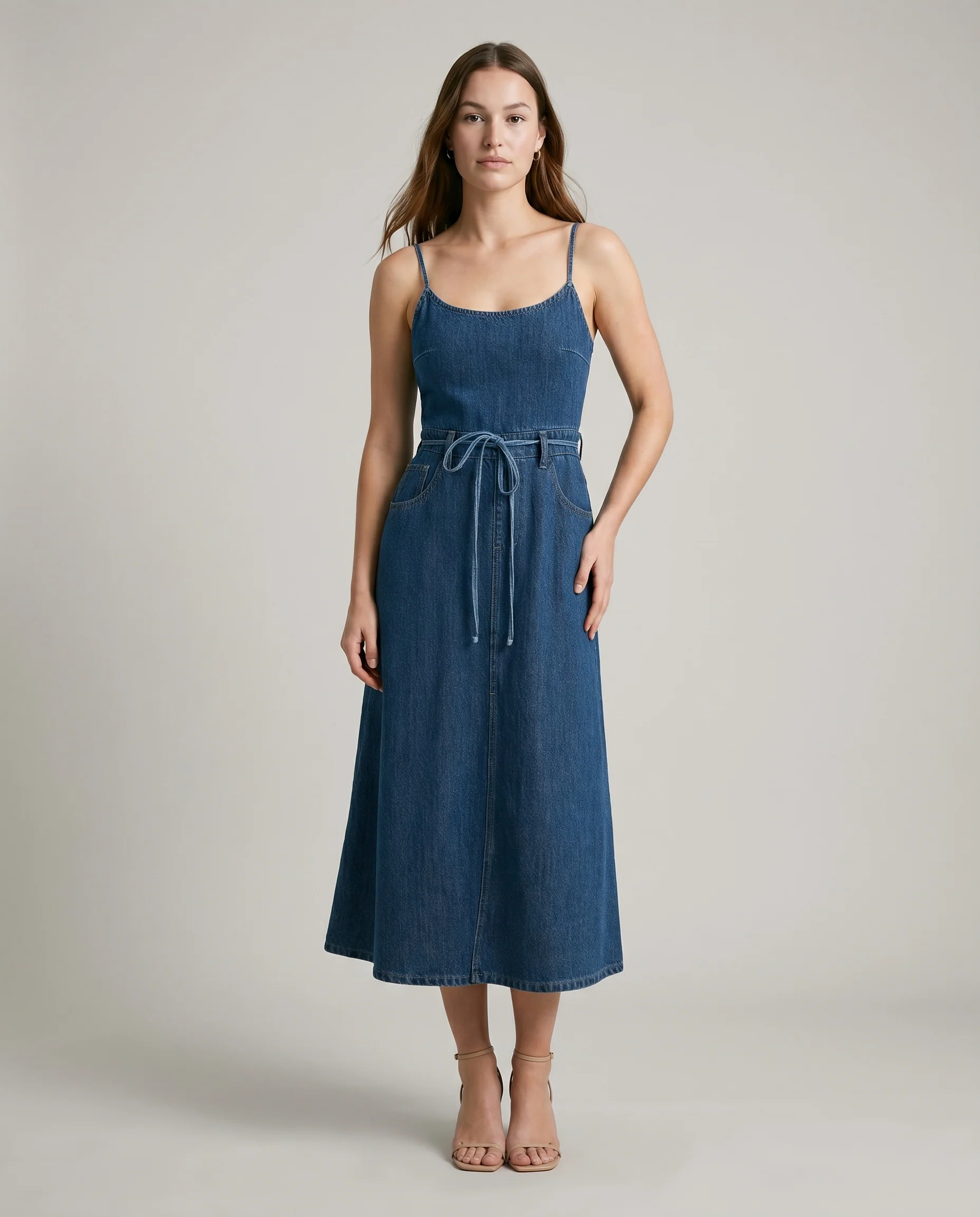 Denim Midi Dress Denim Blue