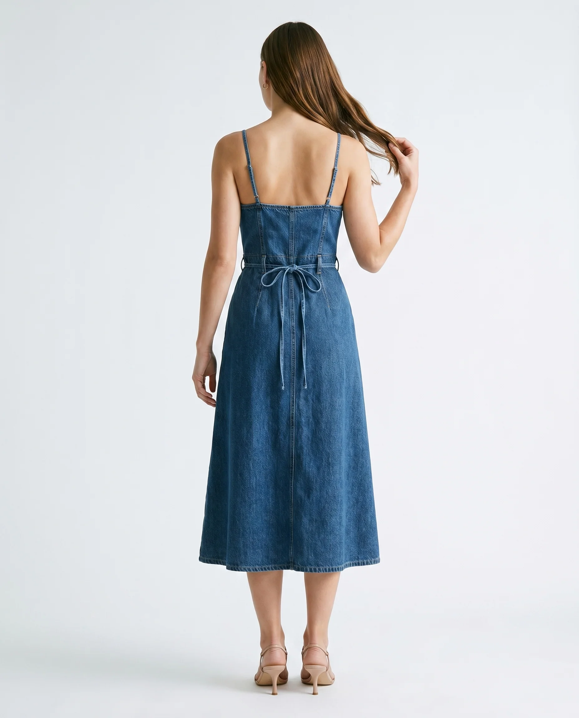 Denim Midi Dress Denim Blue - Image 3