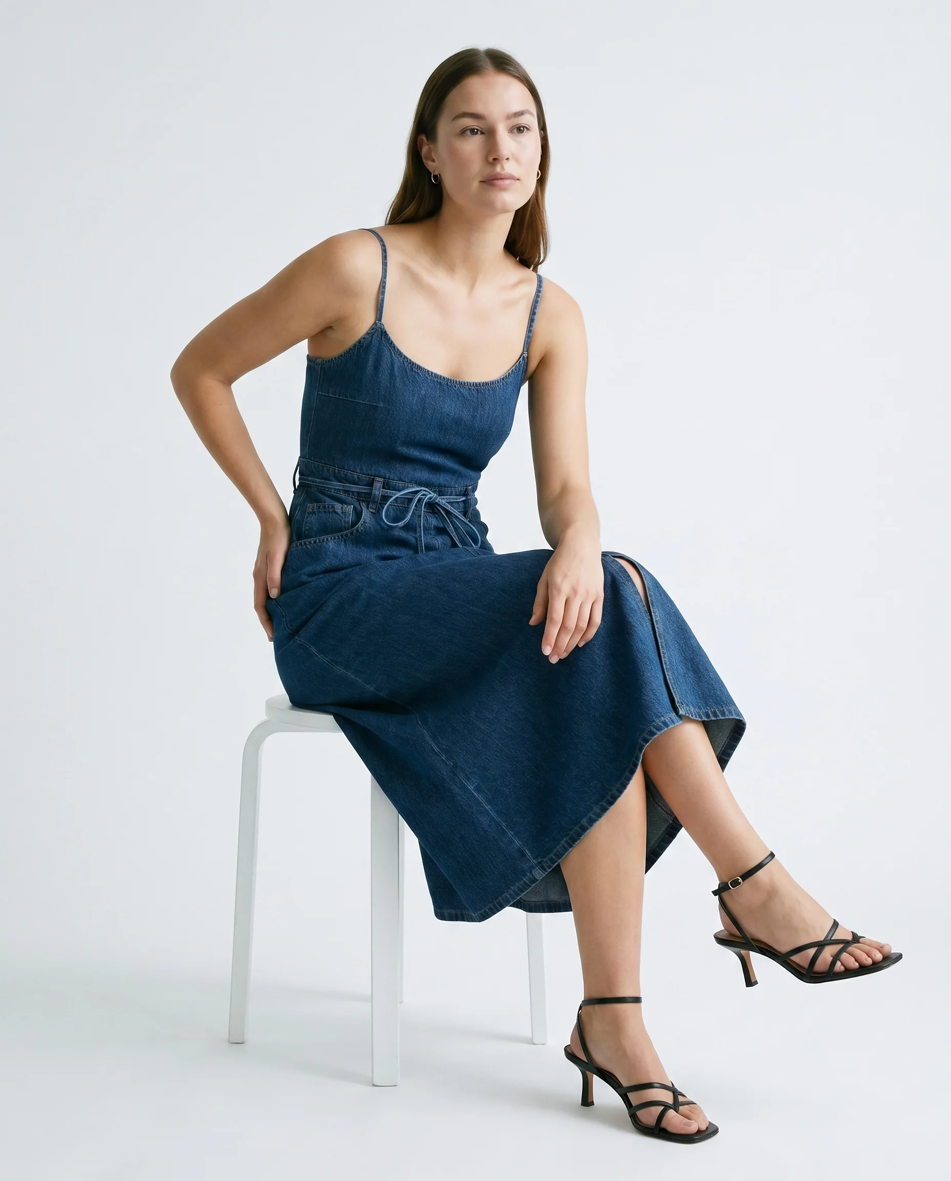 Denim Midi Dress Denim Blue - Image 5