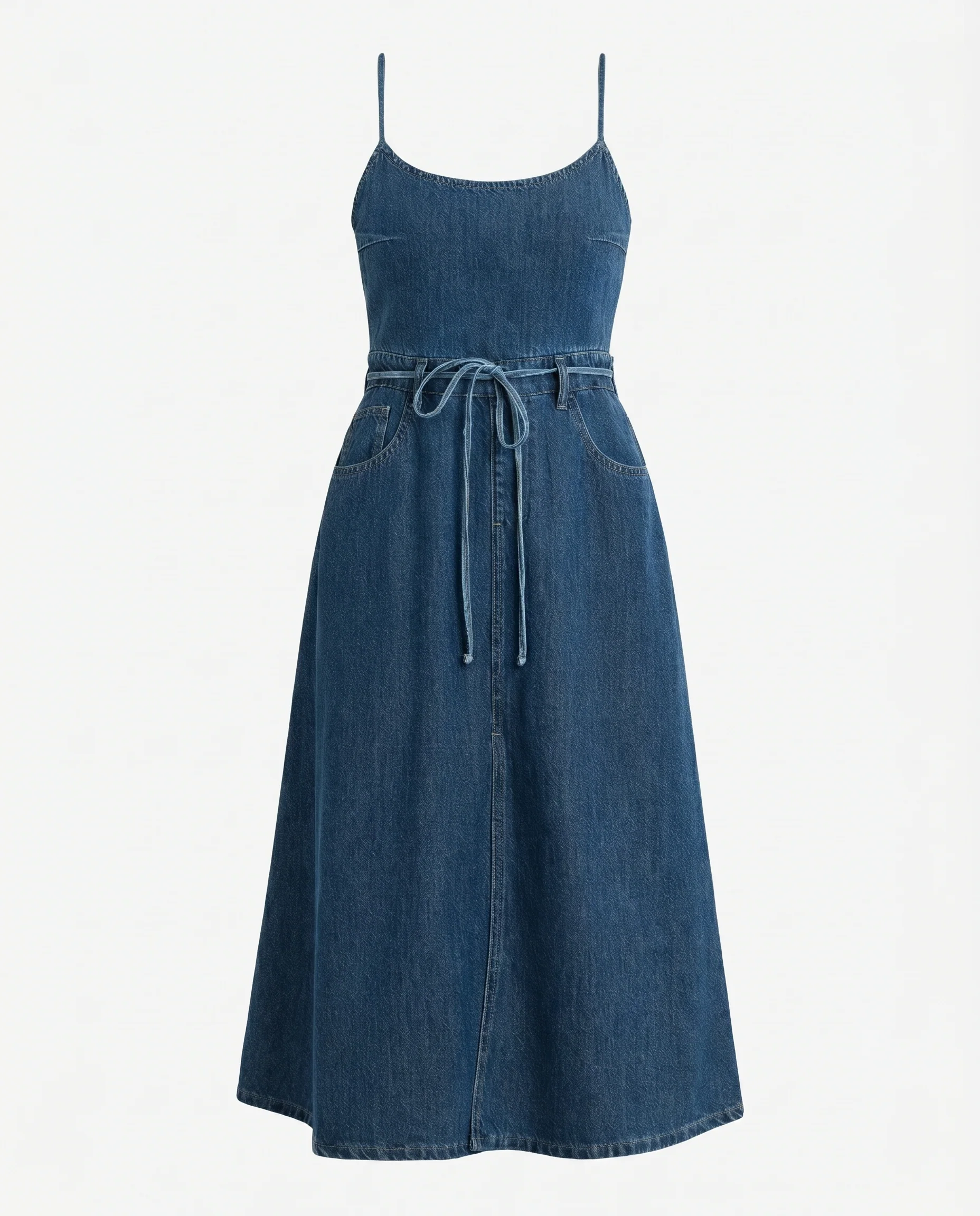 Denim Midi Dress Denim Blue - Image 8