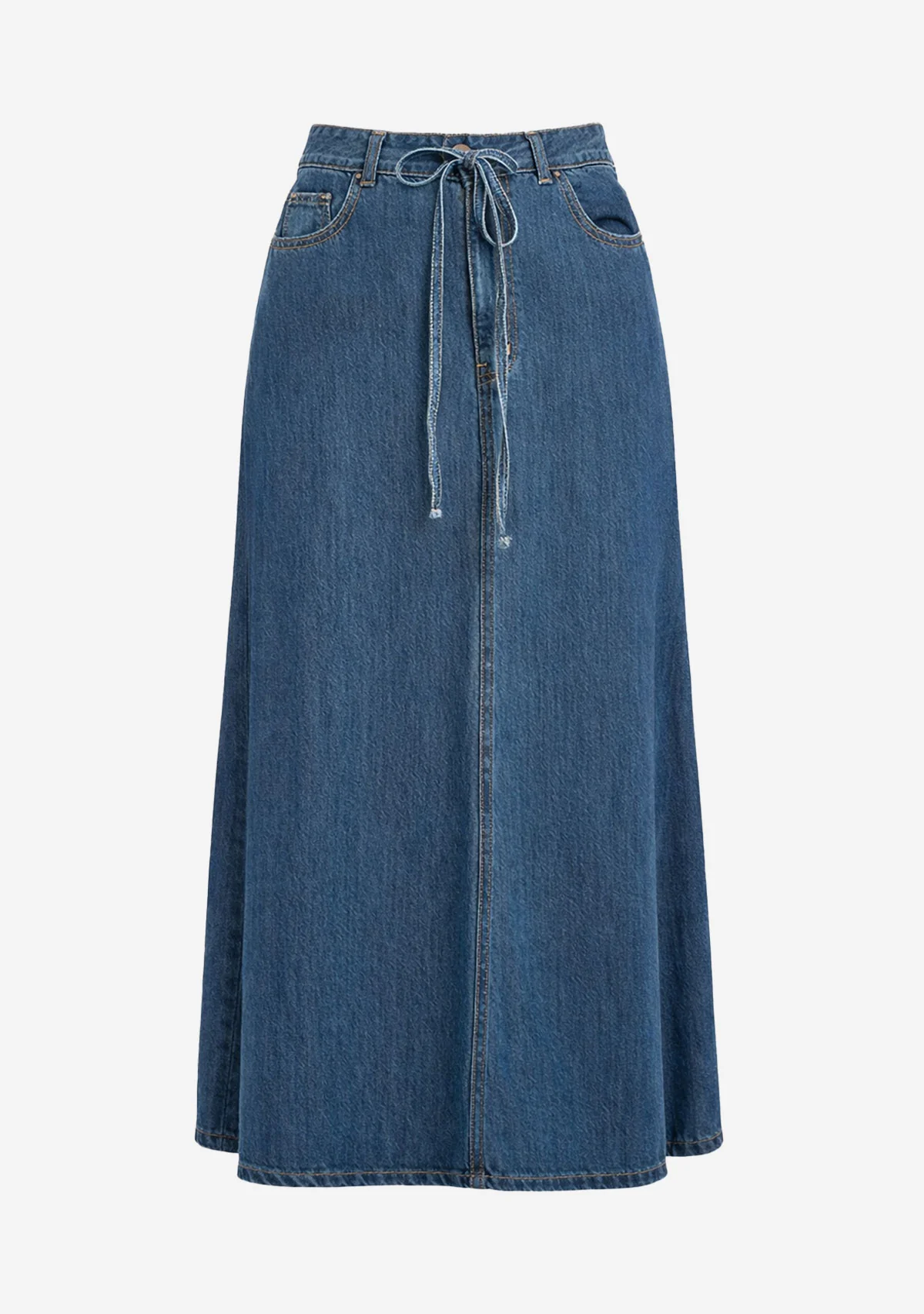 Denim Midi Skirt Denim Blue - Image 3