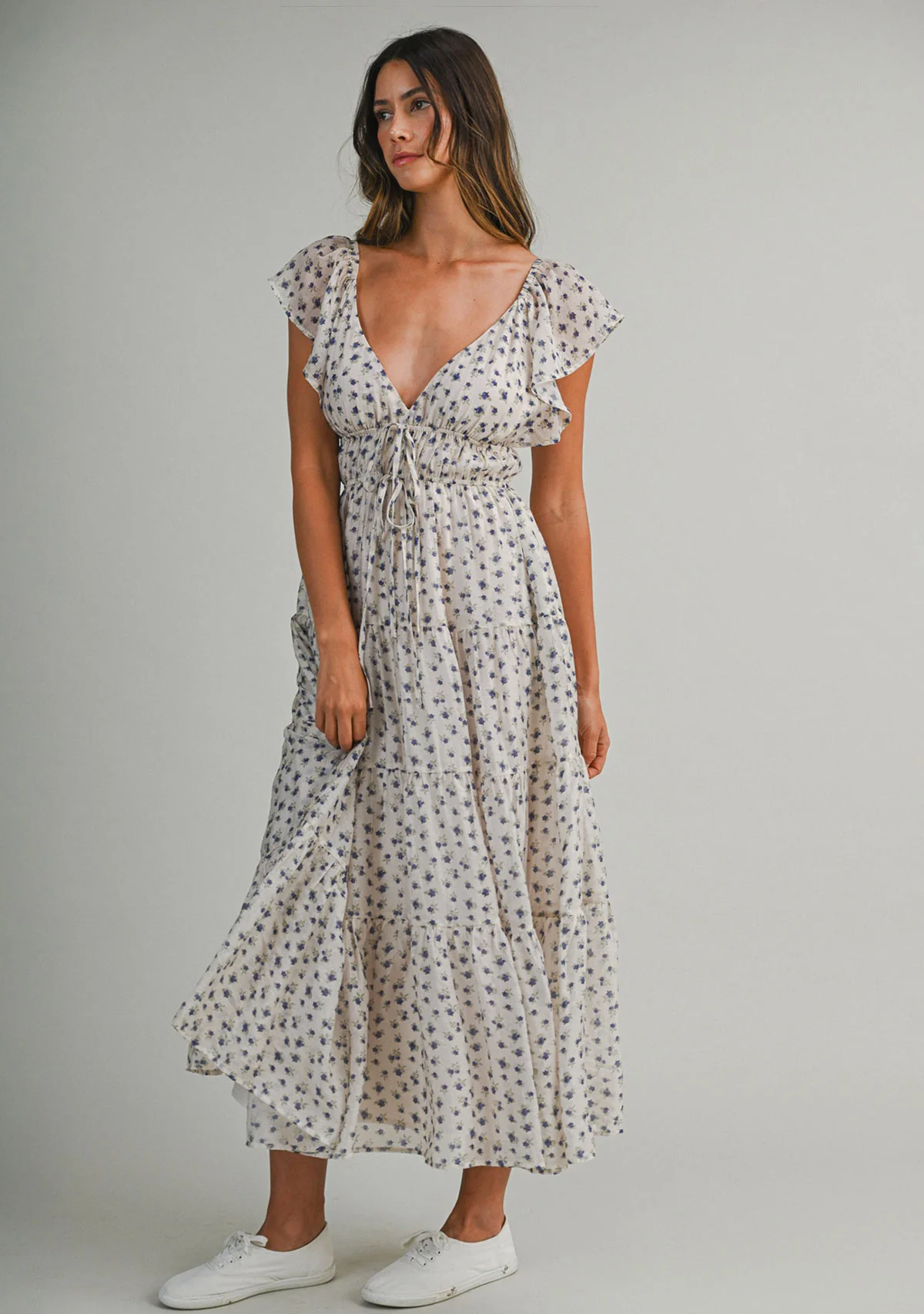 Ditzy Floral Printed Sleeveless Midi Dress Blue/Multi - Image 2