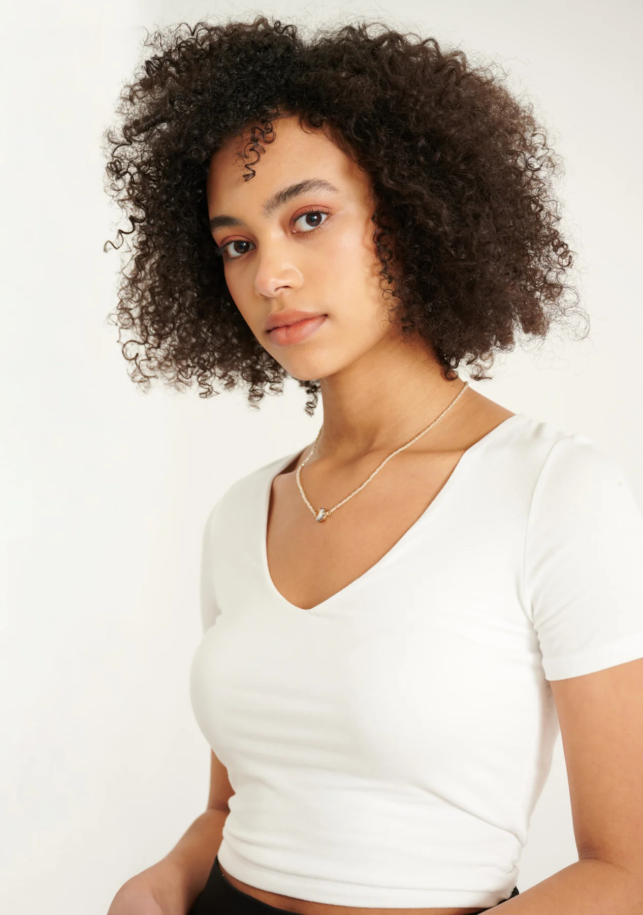 Double Layer Short Sleeve V Neck Crop Top - Image 4