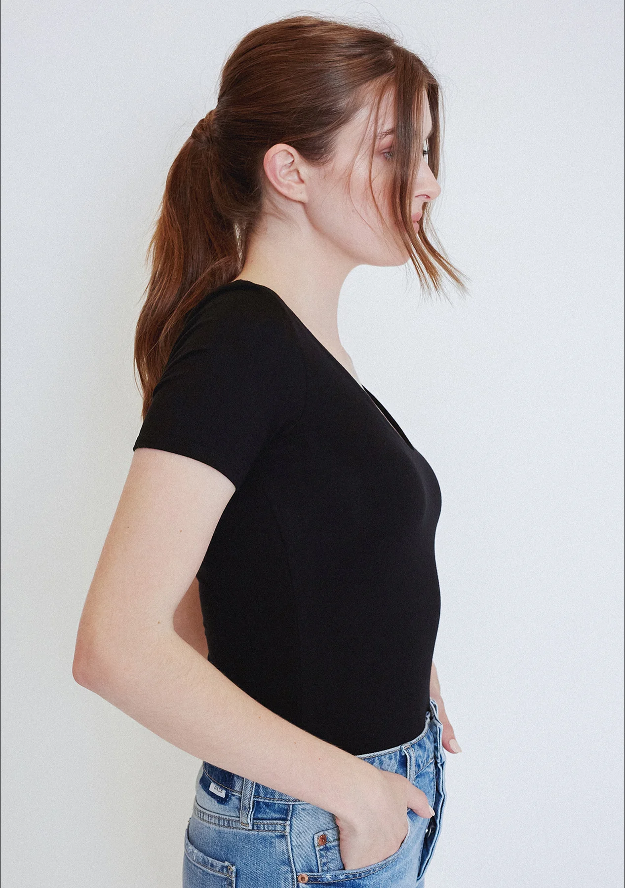 Double Layered short sleeve V Neck Top - Image 3