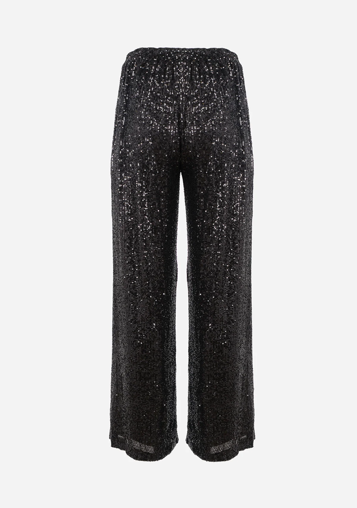 Elastic Back Waisted Sequin Long Pants Black - Image 4