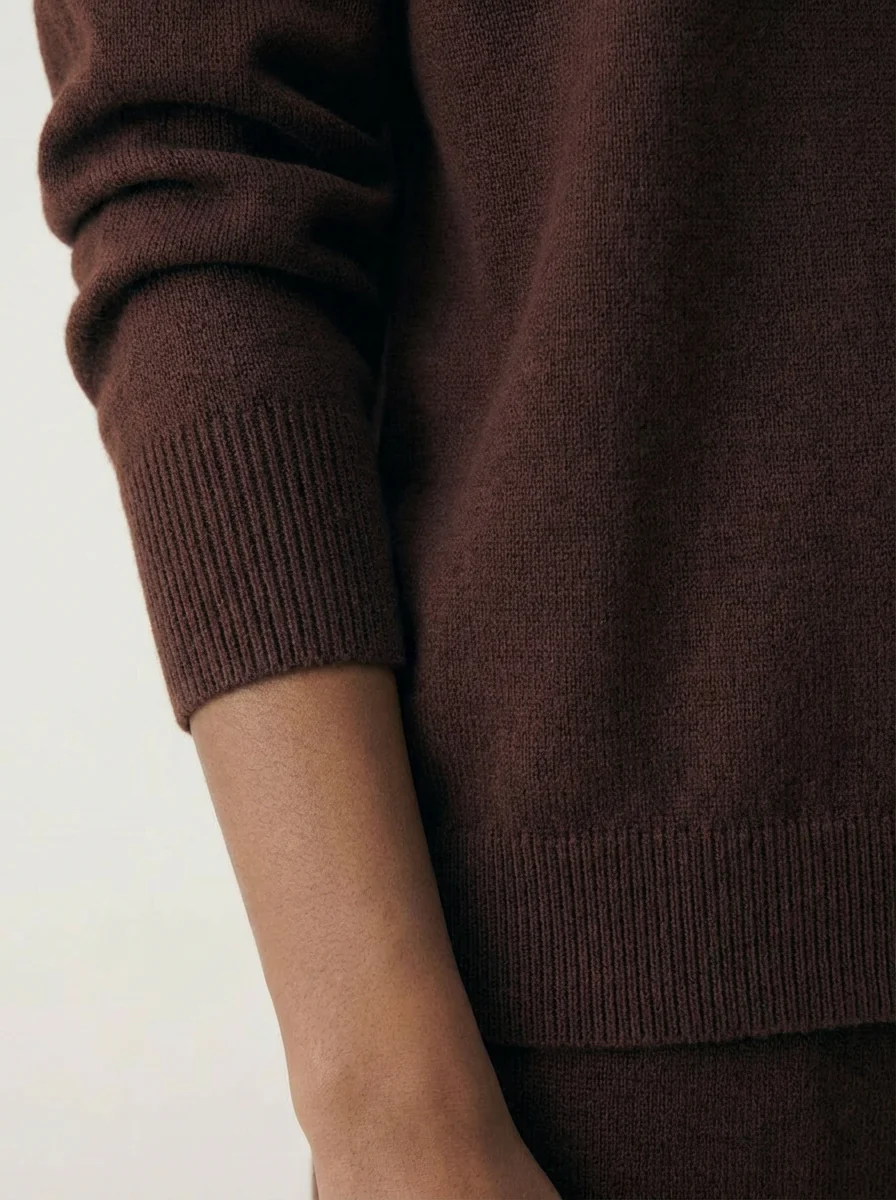 Elizabeth LS VNeck Sweater Chocolate Brown - Image 4