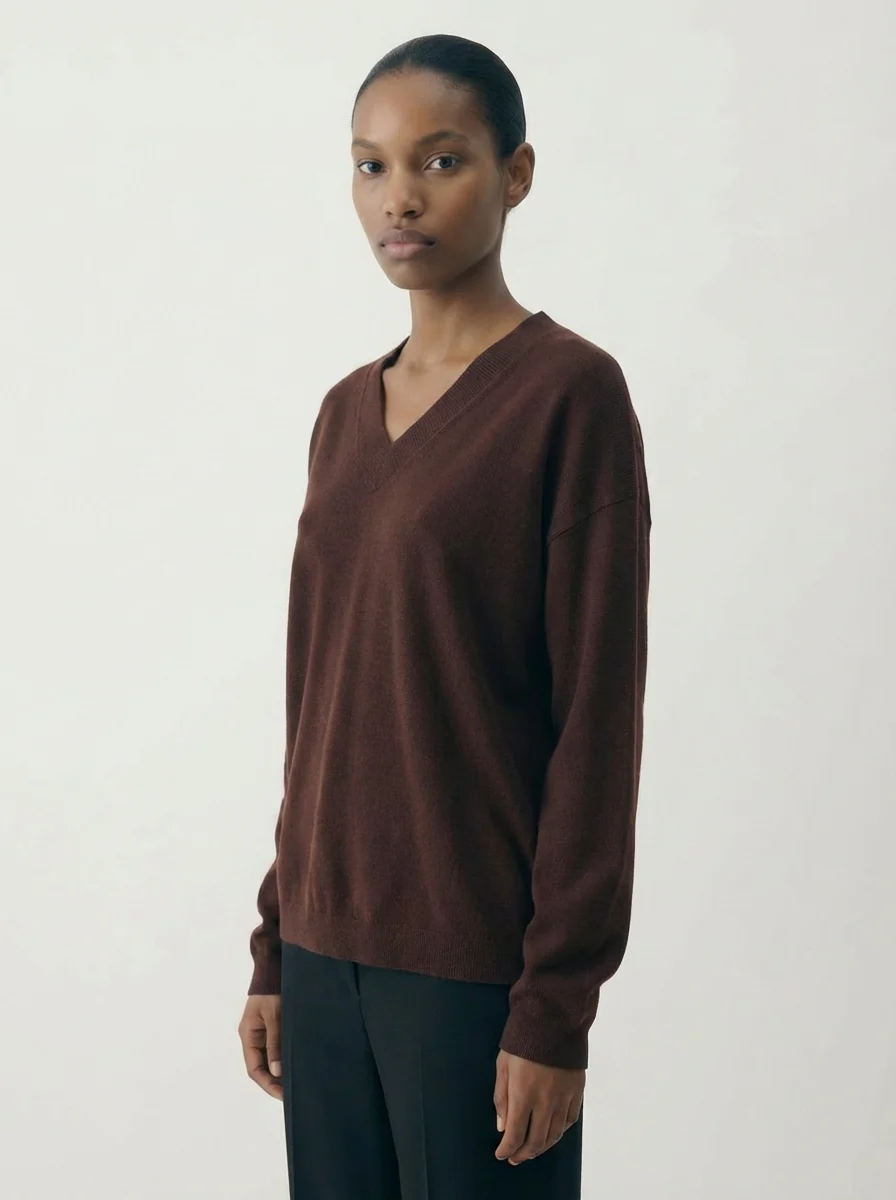 Elizabeth LS VNeck Sweater Chocolate Brown - Image 5
