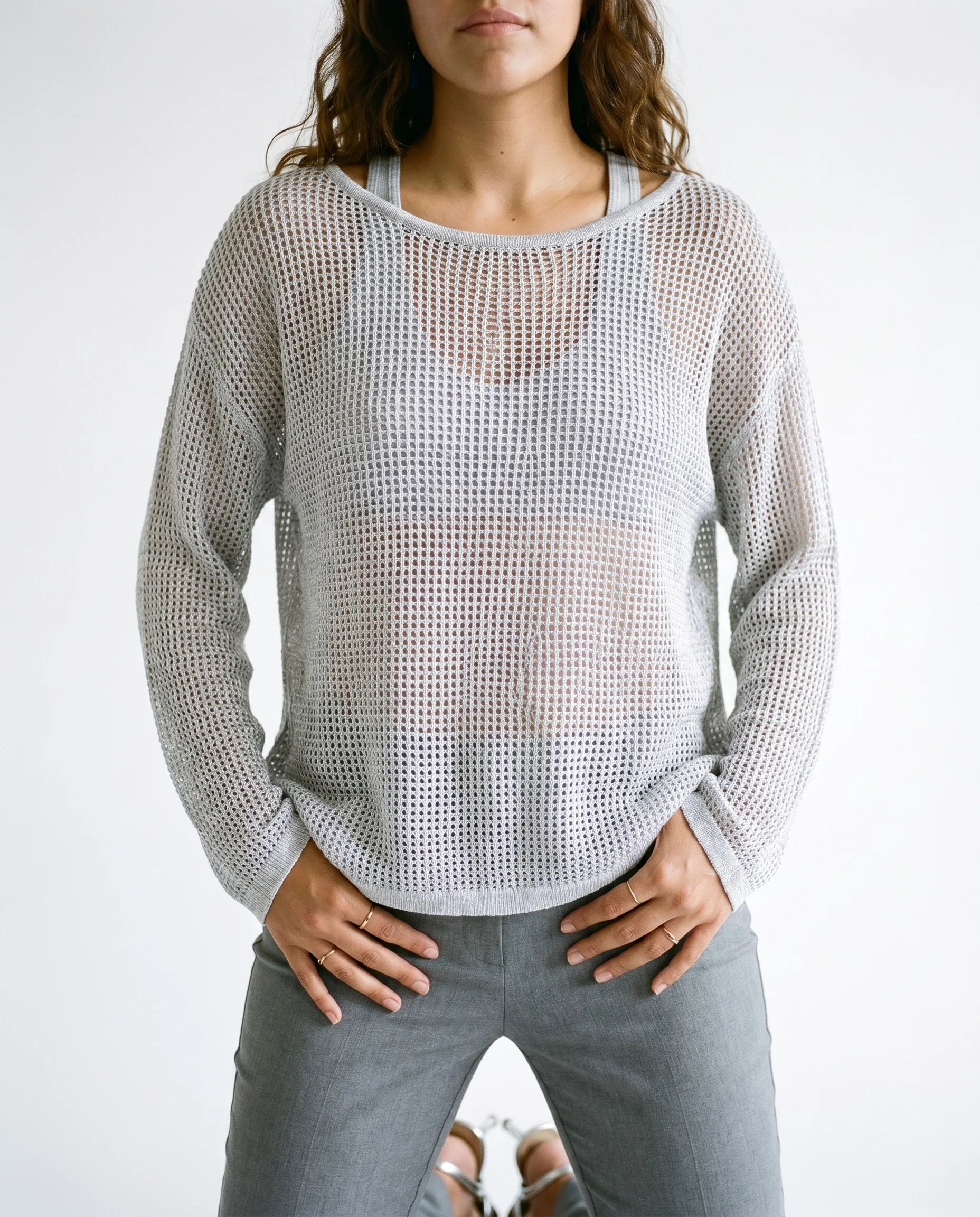 Essential One-Shoulder Top Grey - Image 3