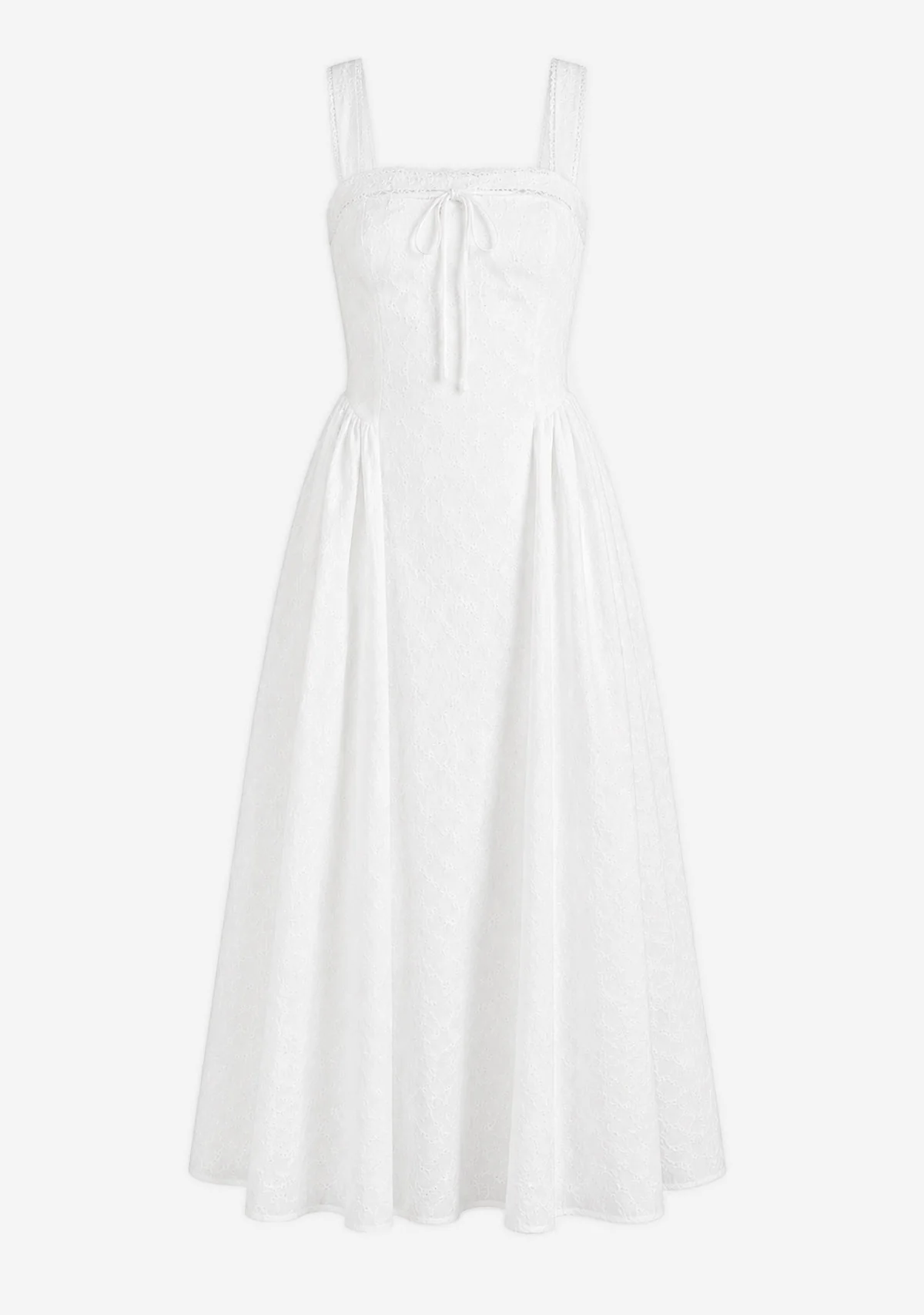 Eyelet Back Cross Strap Midi Dress Off White