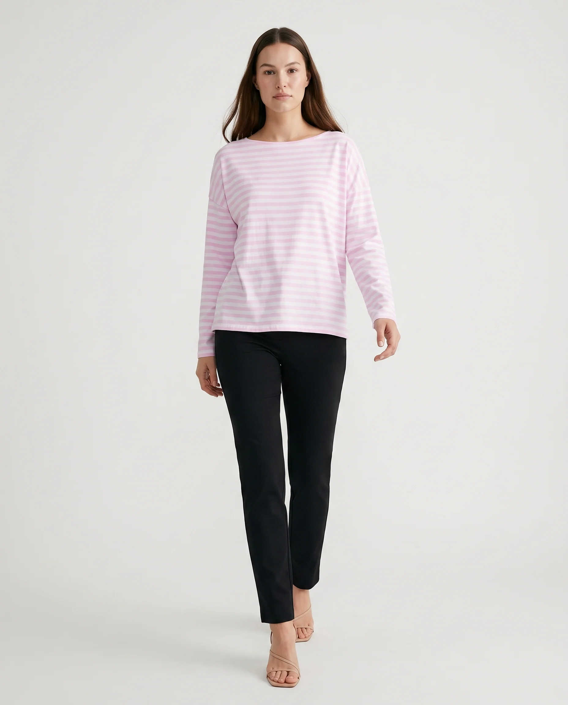 Fine Knit Top Pink Stripe - Image 2