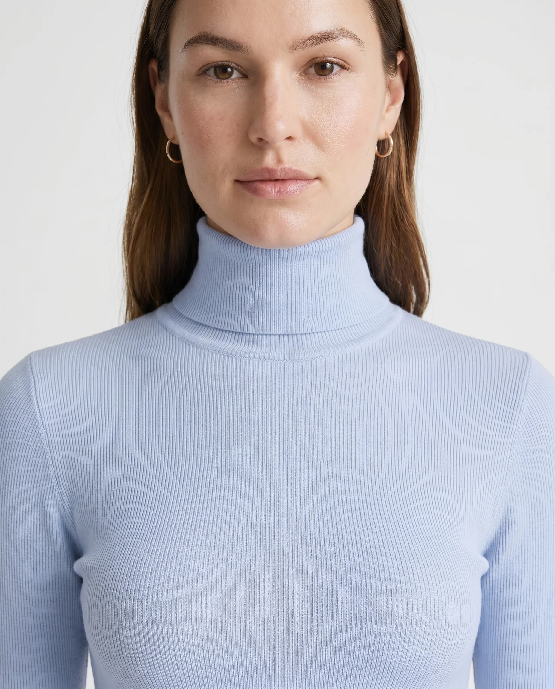 Fitted Rib Knit Turtleneck Blue - Image 2