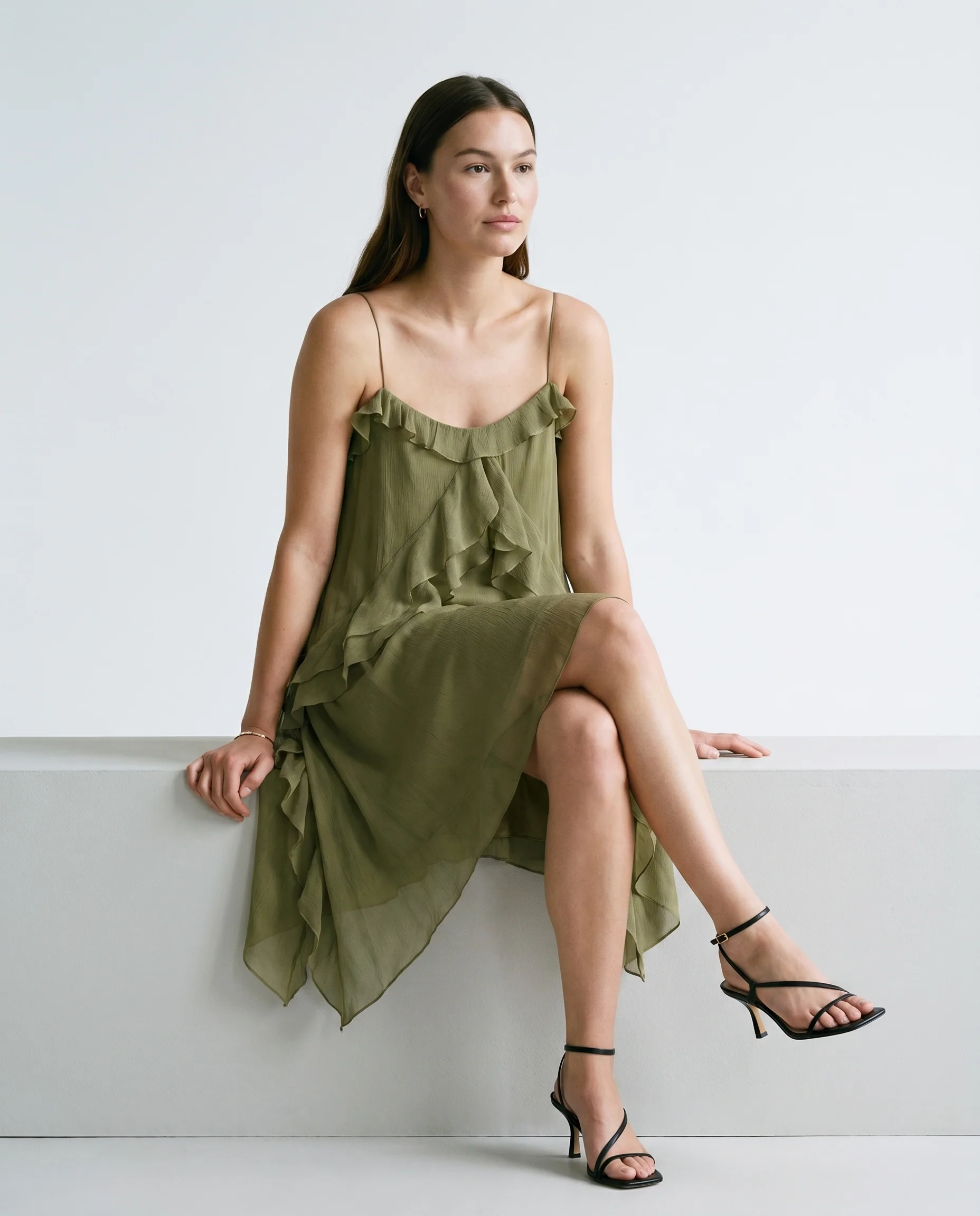Flowy Strap Dress Green - Image 5