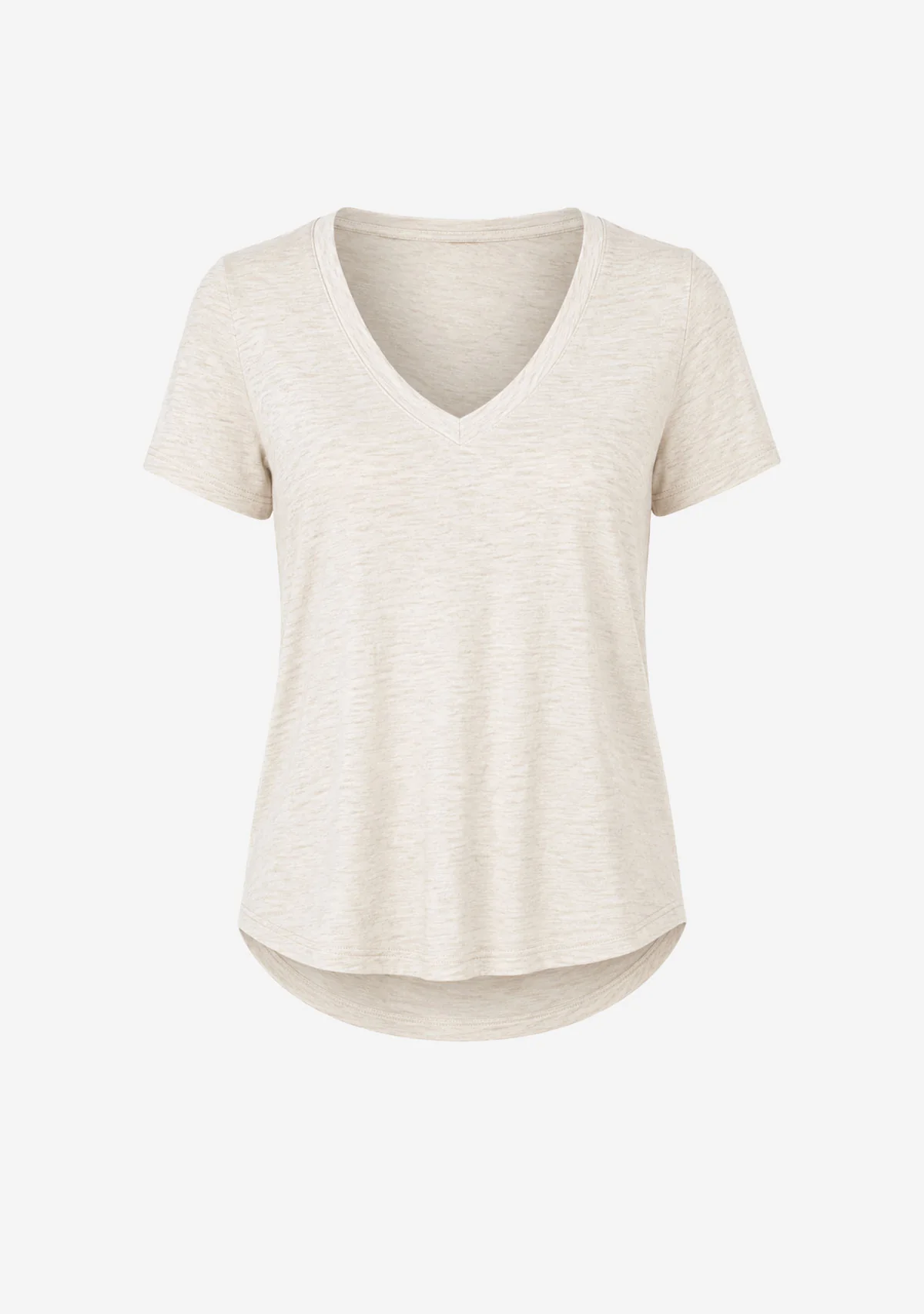 Hacci Slub V-Neck Band Tee Natural