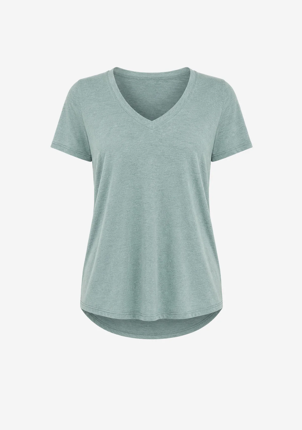 Hacci Slub V-Neck Band Tee Seagrass