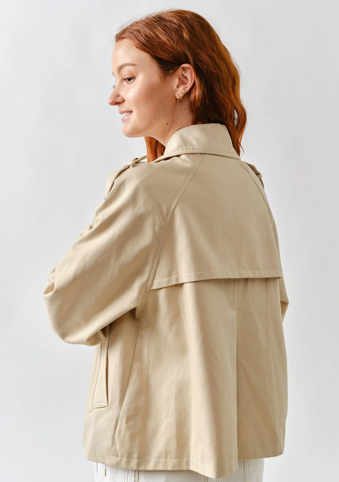 Half Trench Double Button Jacket Tan - Image 3