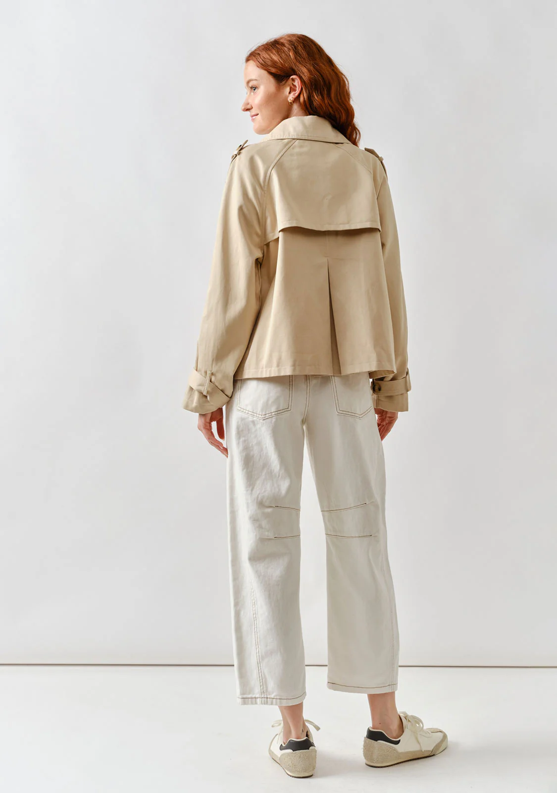 Half Trench Double Button Jacket Tan - Image 5