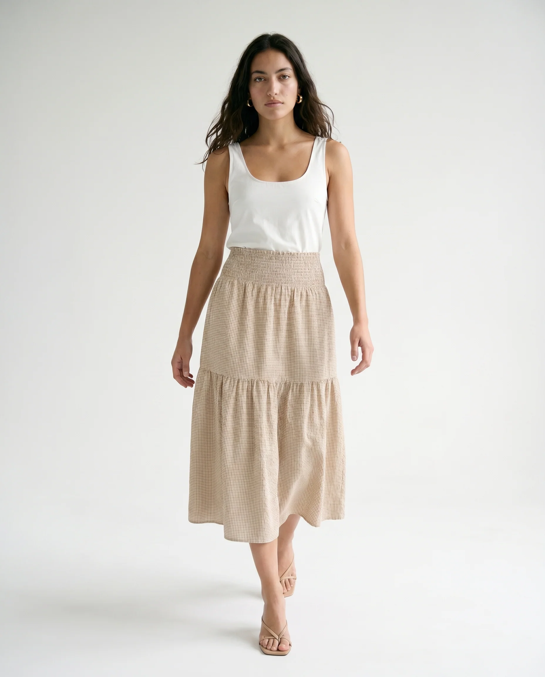 Jx zoe Seersucker Smock Long Skirt Cornstalk White - Image 3