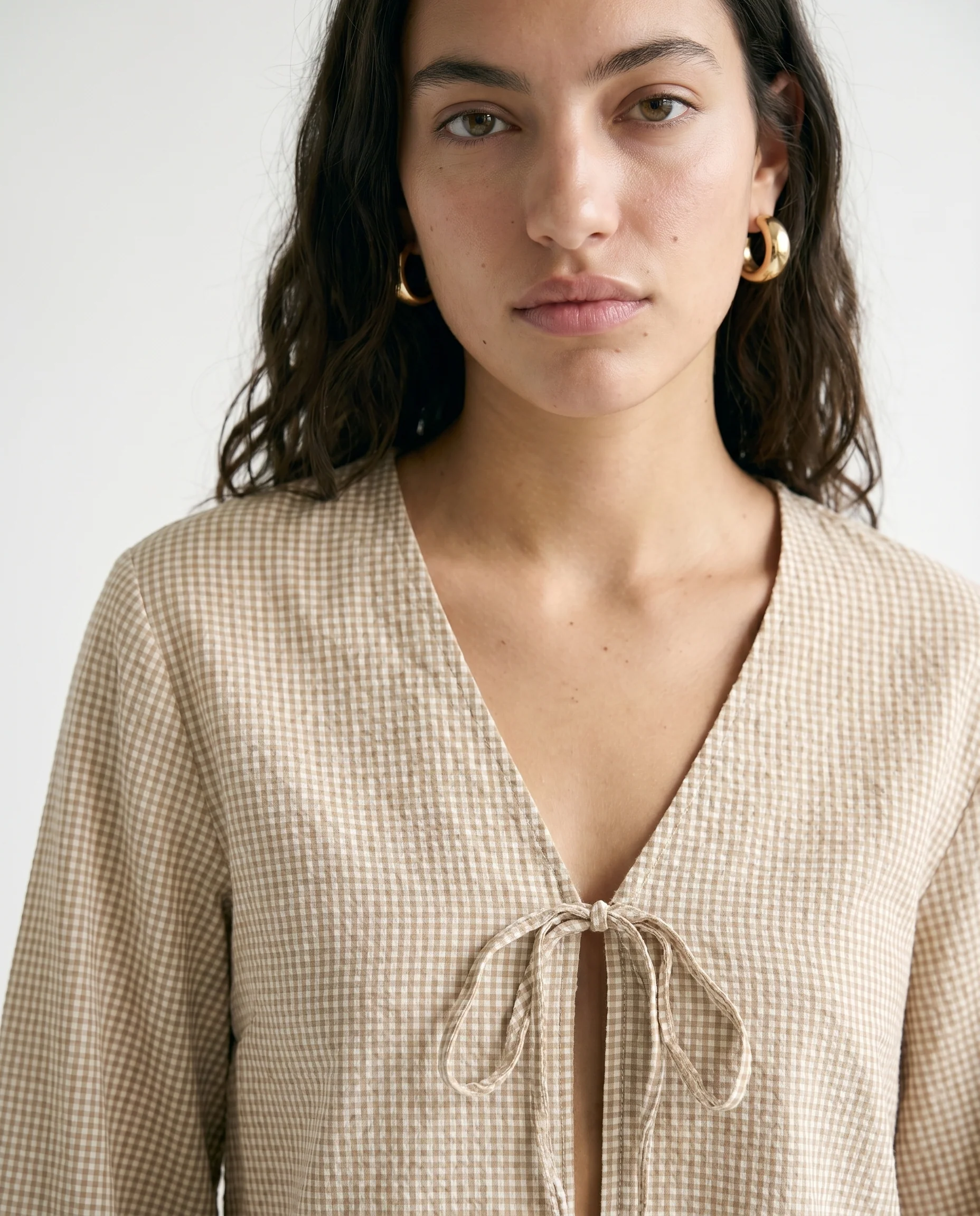 Jx zoe Seersucker  Tie Shirt Cornstalk White - Image 3